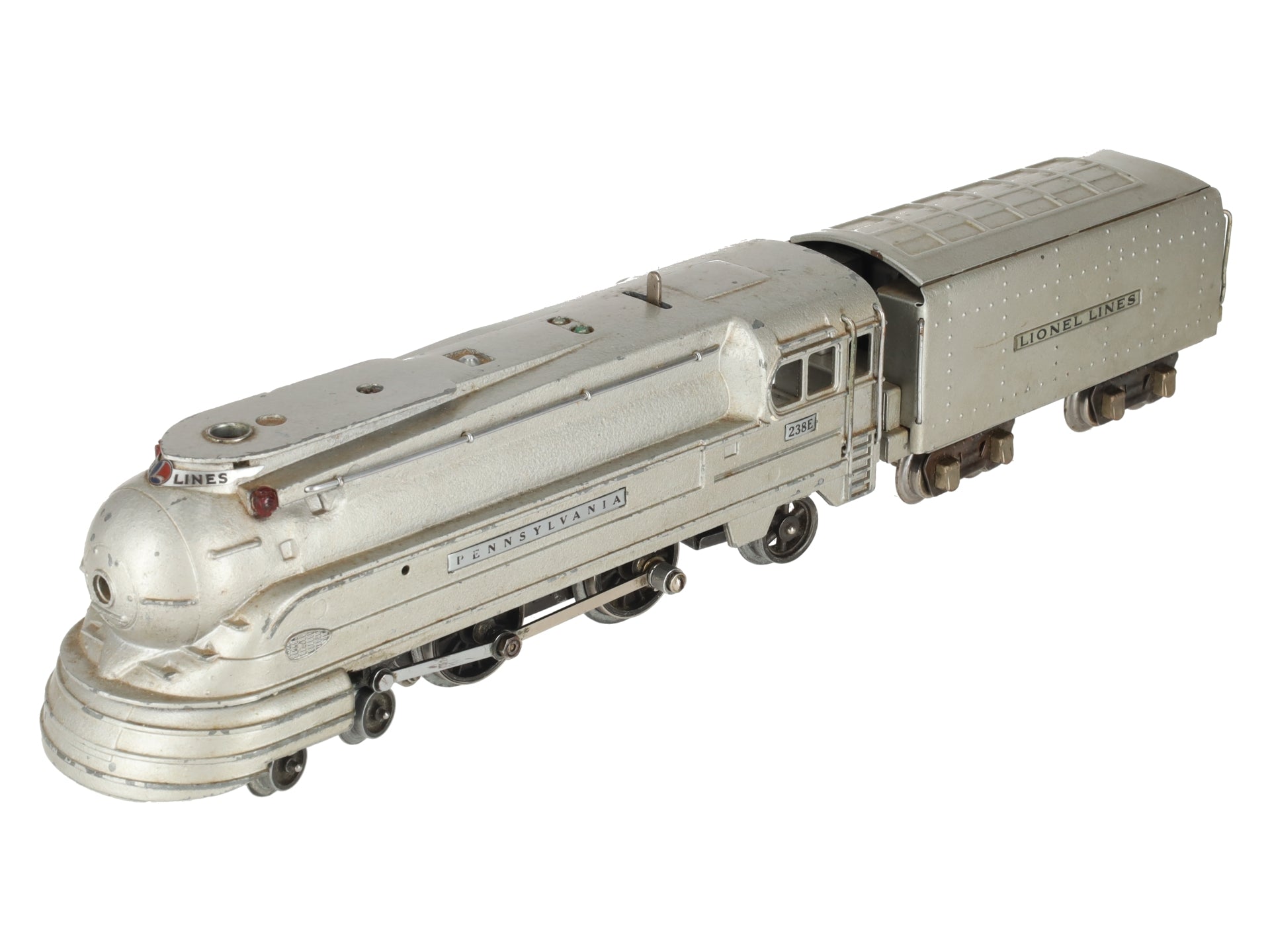 Lionel 238E Vintage O Prewar PRR Silver Torpedo Streamlined Steam Locomotive VG/Box
