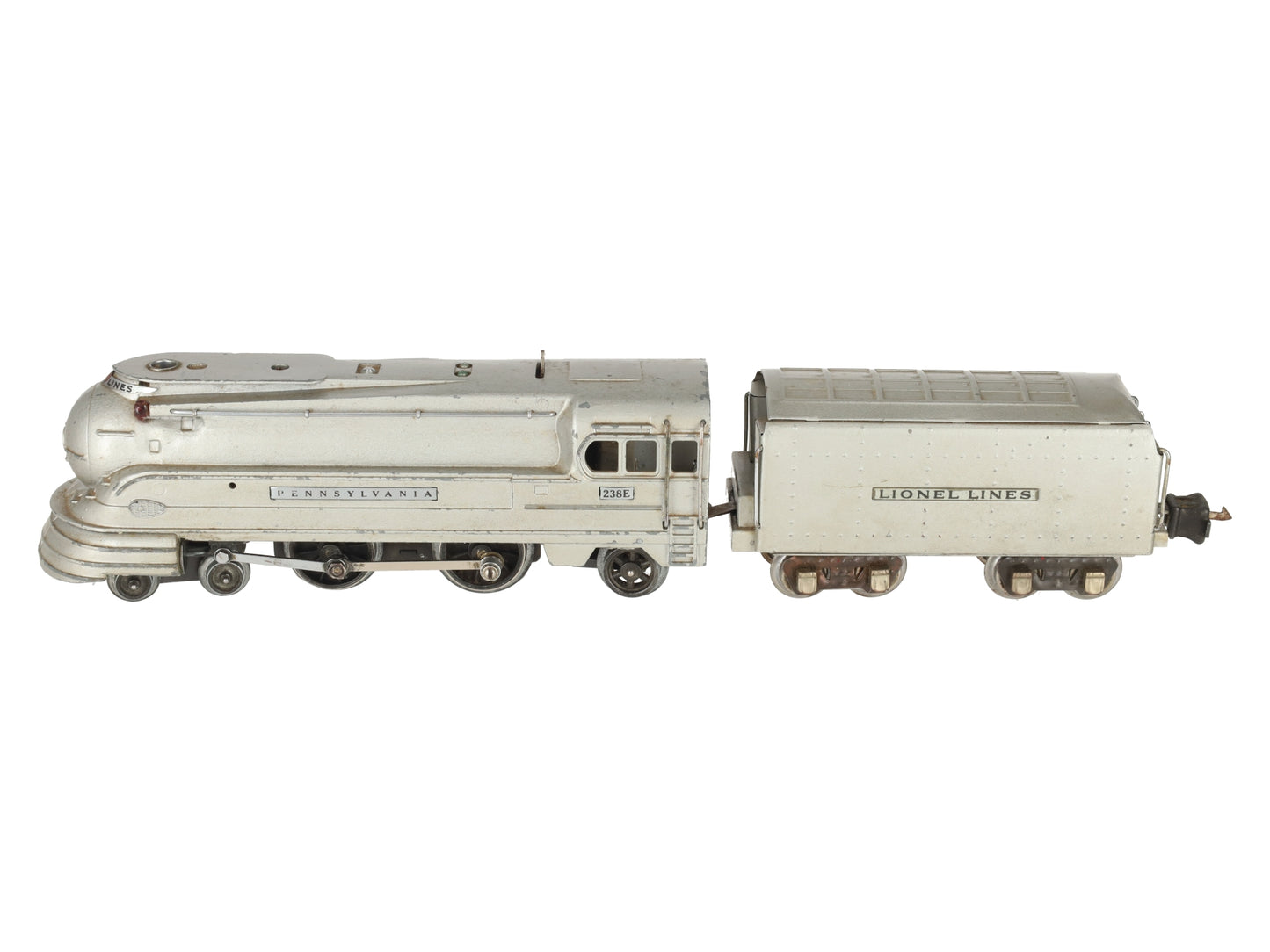 Lionel 238E Vintage O Prewar PRR Silver Torpedo Streamlined Steam Locomotive VG/Box