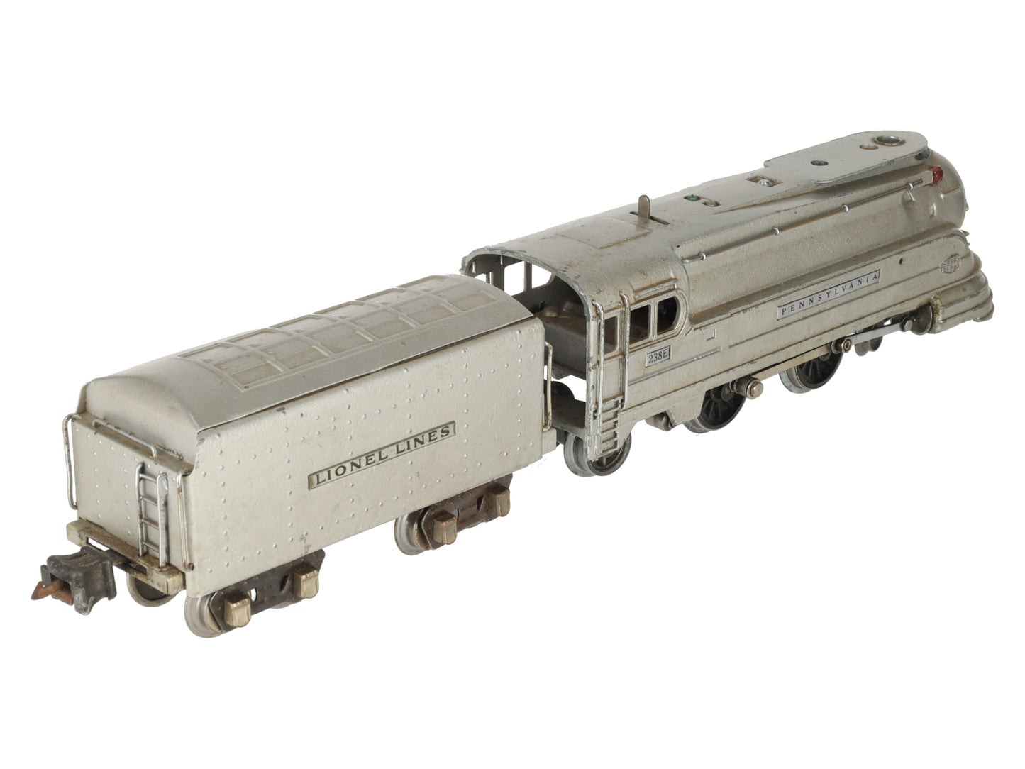 Lionel 238E Vintage O Prewar PRR Silver Torpedo Streamlined Steam Locomotive VG/Box