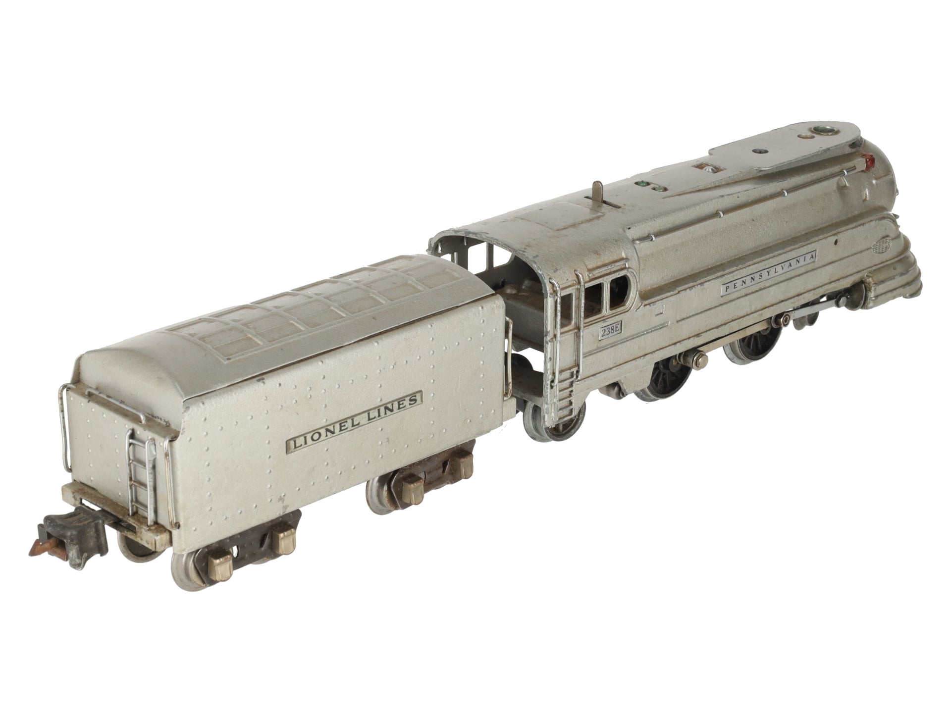 Lionel 238E Vintage O Prewar PRR Silver Torpedo Streamlined Steam Locomotive VG/Box