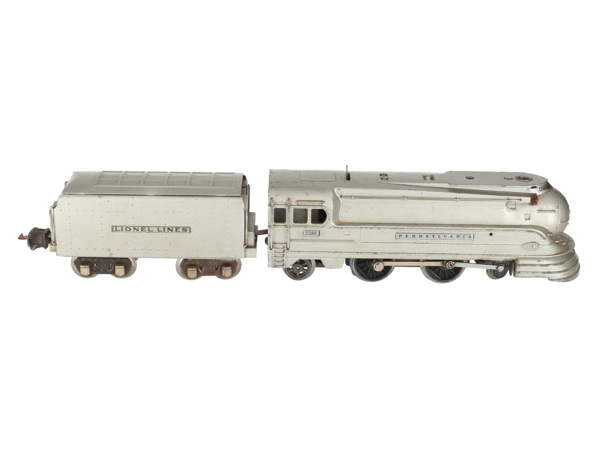 Lionel 238E Vintage O Prewar PRR Silver Torpedo Streamlined Steam Locomotive VG/Box