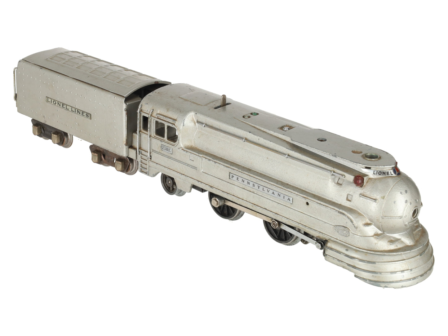 Lionel 238E Vintage O Prewar PRR Silver Torpedo Streamlined Steam Locomotive VG/Box