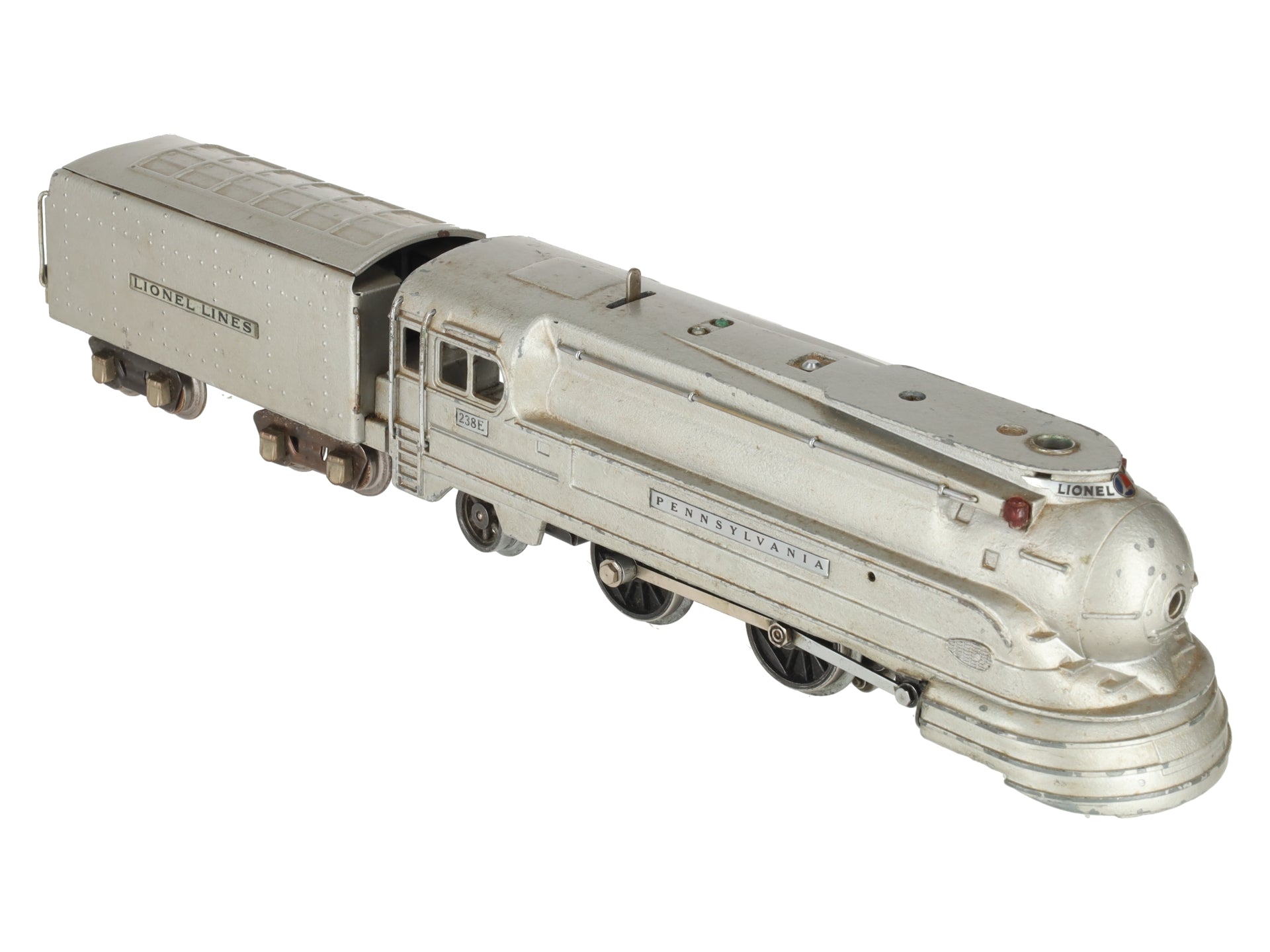 Lionel 238E Vintage O Prewar PRR Silver Torpedo Streamlined Steam Locomotive VG/Box