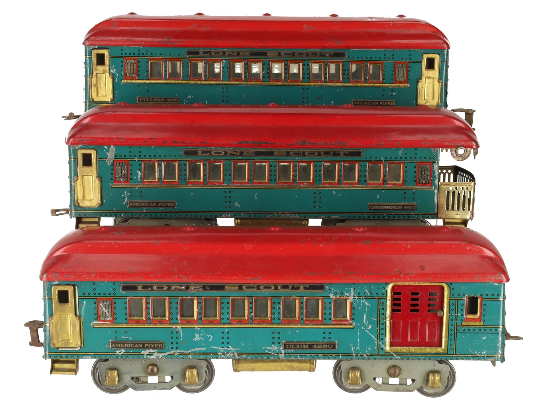 American Flyer 4250S Vintage Std Gauge Lone Scout Passenger Set: 4250 4251 4252