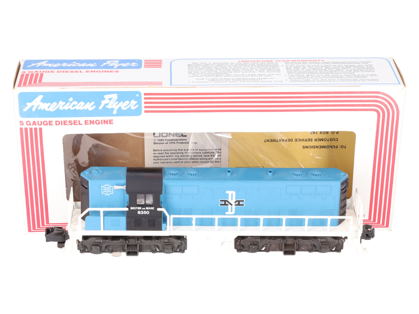 American Flyer 4-8350 S Gauge Boston & Maine GP-7 Diesel Locomotive VG/Box