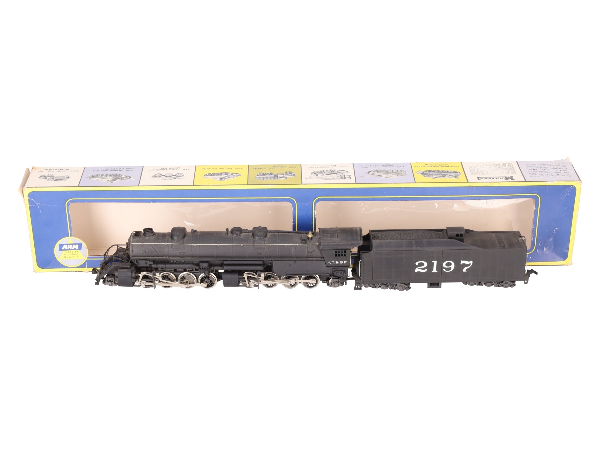 AHM 5091 HO Scale Santa Fe 2-8-8-2 Mallet Steam Locomotive & Tender #2197 VG/Box