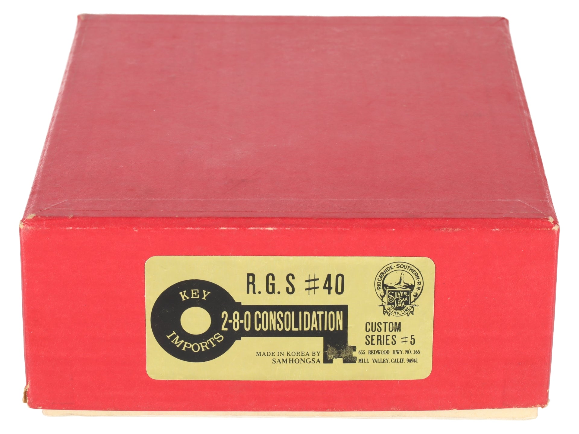 Key Imports HOn3 BRASS RGS 2-8-0 Consolidation Steam Loco & Tender #40 EX/Box