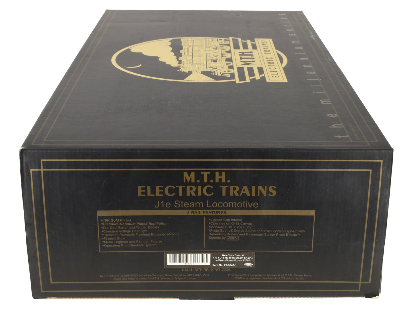 MTH 20-3040-1 O NYC Gold Plated Millennium J-1e Hudson Steam Loco & Tender w/PS1 EX/Box