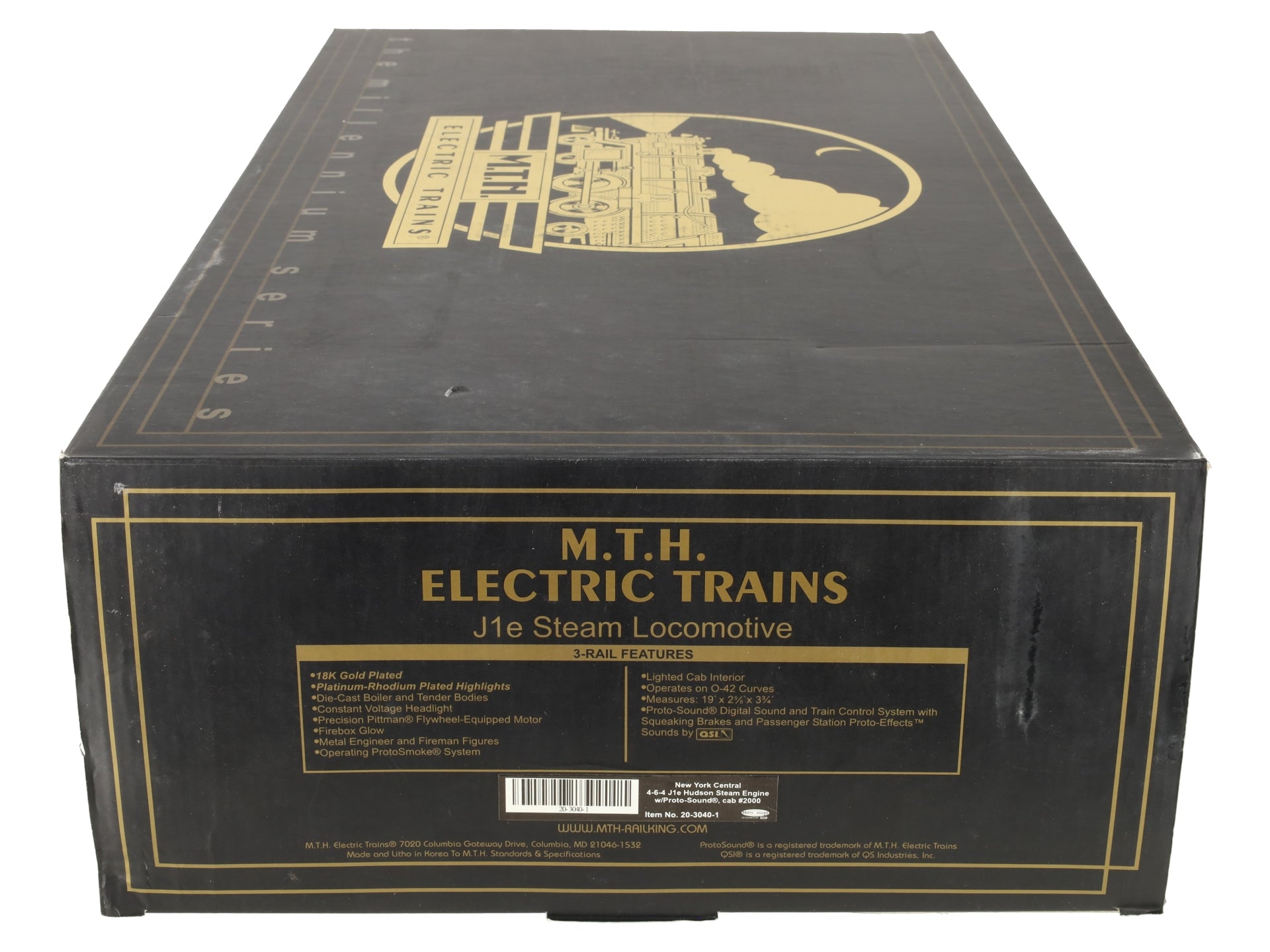 MTH 20-3040-1 O NYC Gold Plated Millennium J-1e Hudson Steam Loco & Tender w/PS1 EX/Box