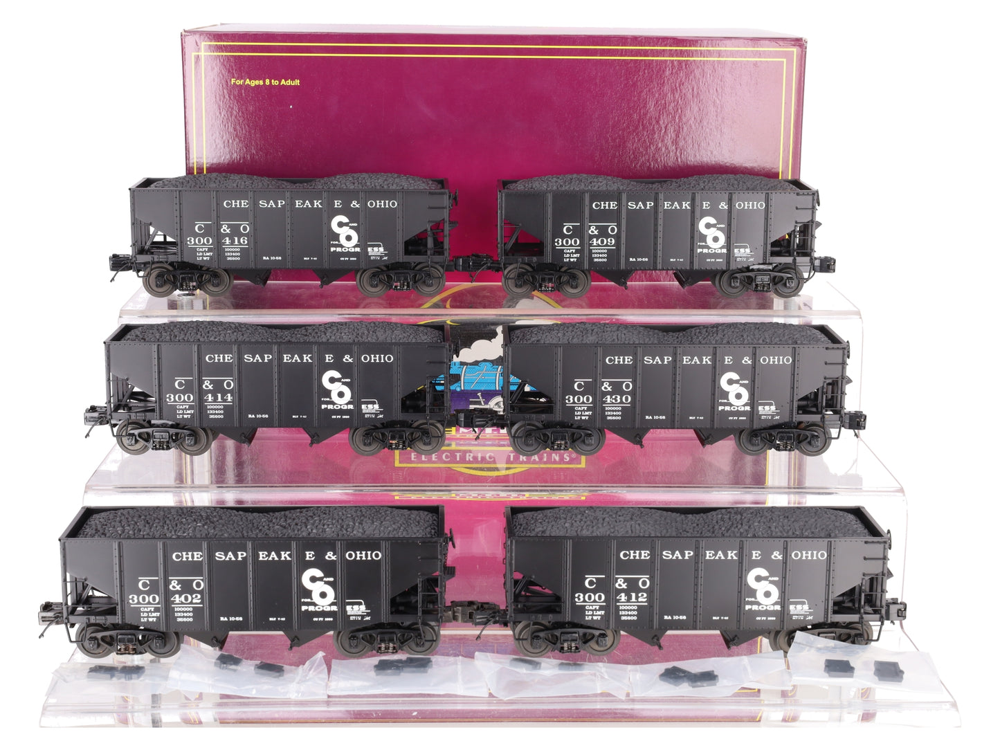 MTH 20-90339 O Chesapeake & Ohio Premier Fish Belly Hopper Car Set (Set of 6) EX/Box