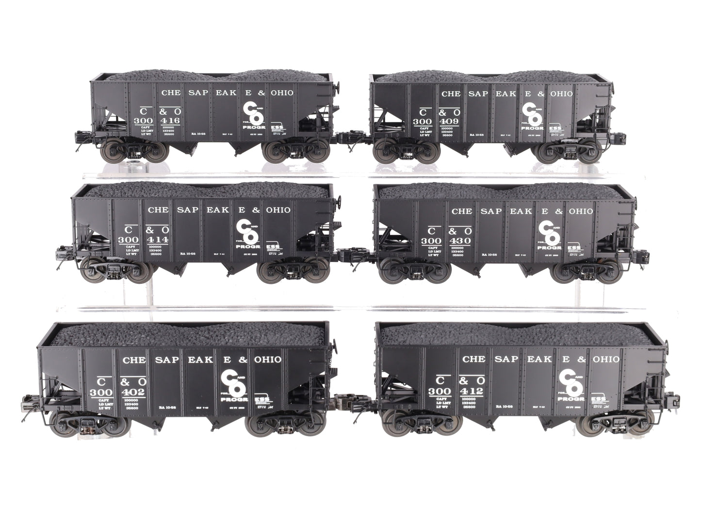 MTH 20-90339 O Chesapeake & Ohio Premier Fish Belly Hopper Car Set (Set of 6) EX/Box