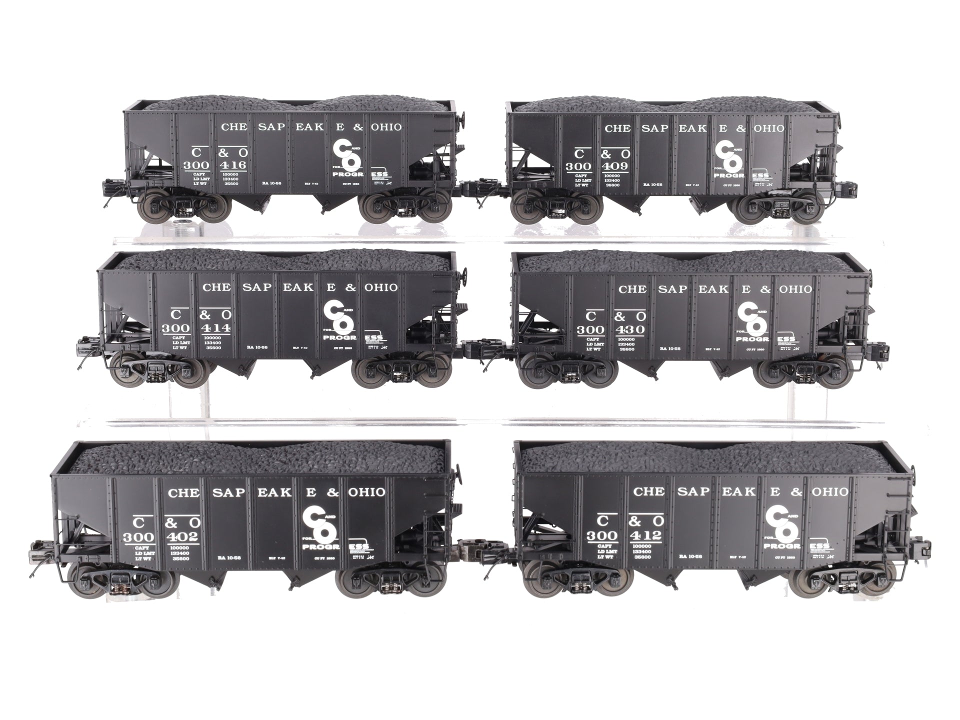 MTH 20-90339 O Chesapeake & Ohio Premier Fish Belly Hopper Car Set (Set of 6) EX/Box