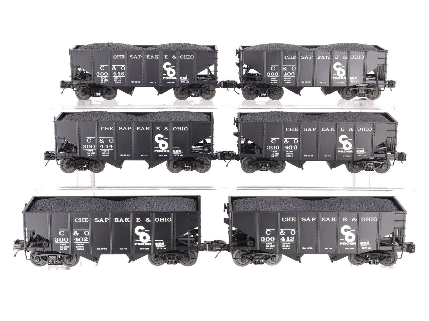 MTH 20-90339 O Chesapeake & Ohio Premier Fish Belly Hopper Car Set (Set of 6) EX/Box