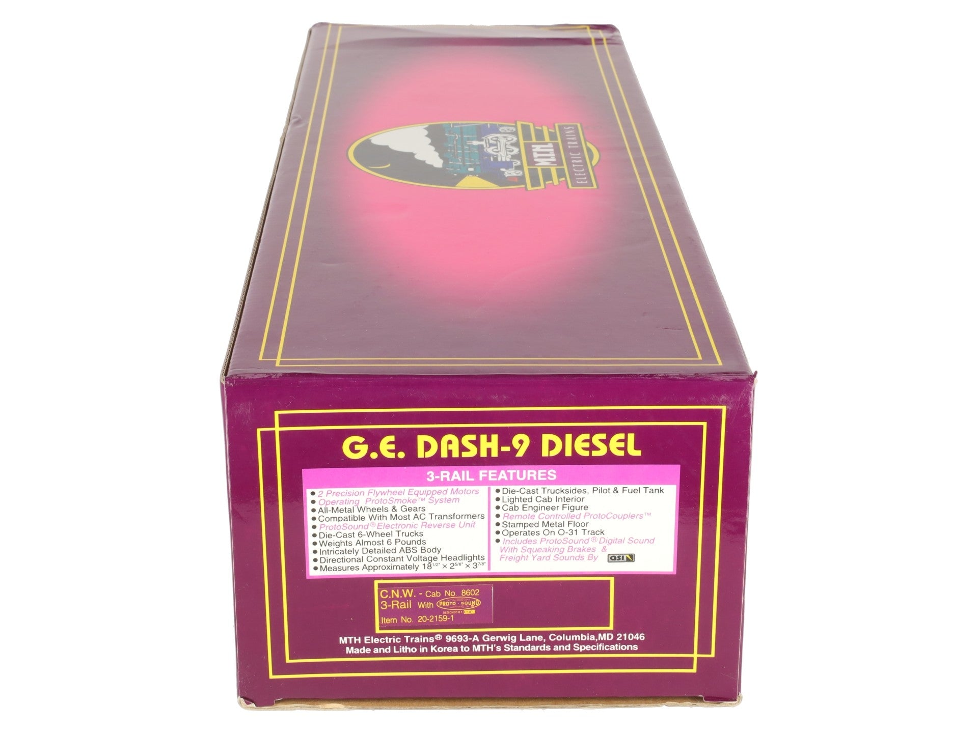 MTH 20-2159-1 C&NW Dash-9 Diesel Engine w/PS1 #8602 LN/Box