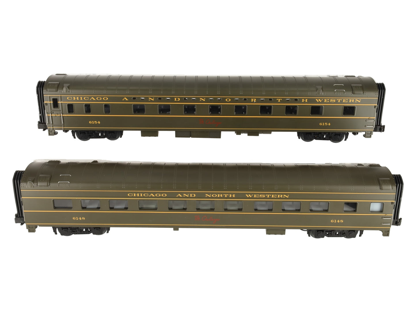 MTH 20-6636 O Gauge C&NW 70' Streamlined Sleeper/Diner Passenger Car Set EX/Box