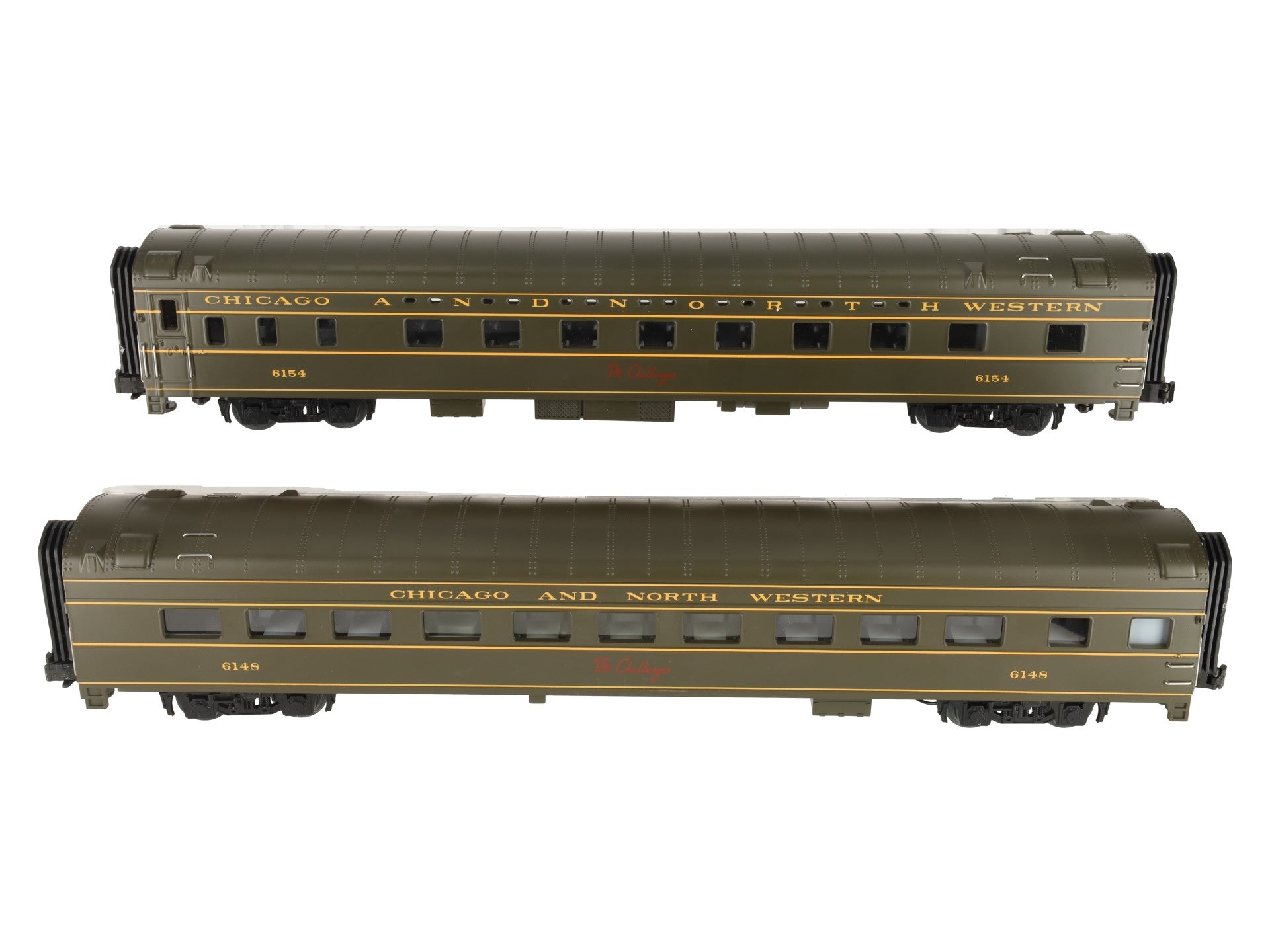 MTH 20-6636 O Gauge C&NW 70' Streamlined Sleeper/Diner Passenger Car Set EX/Box