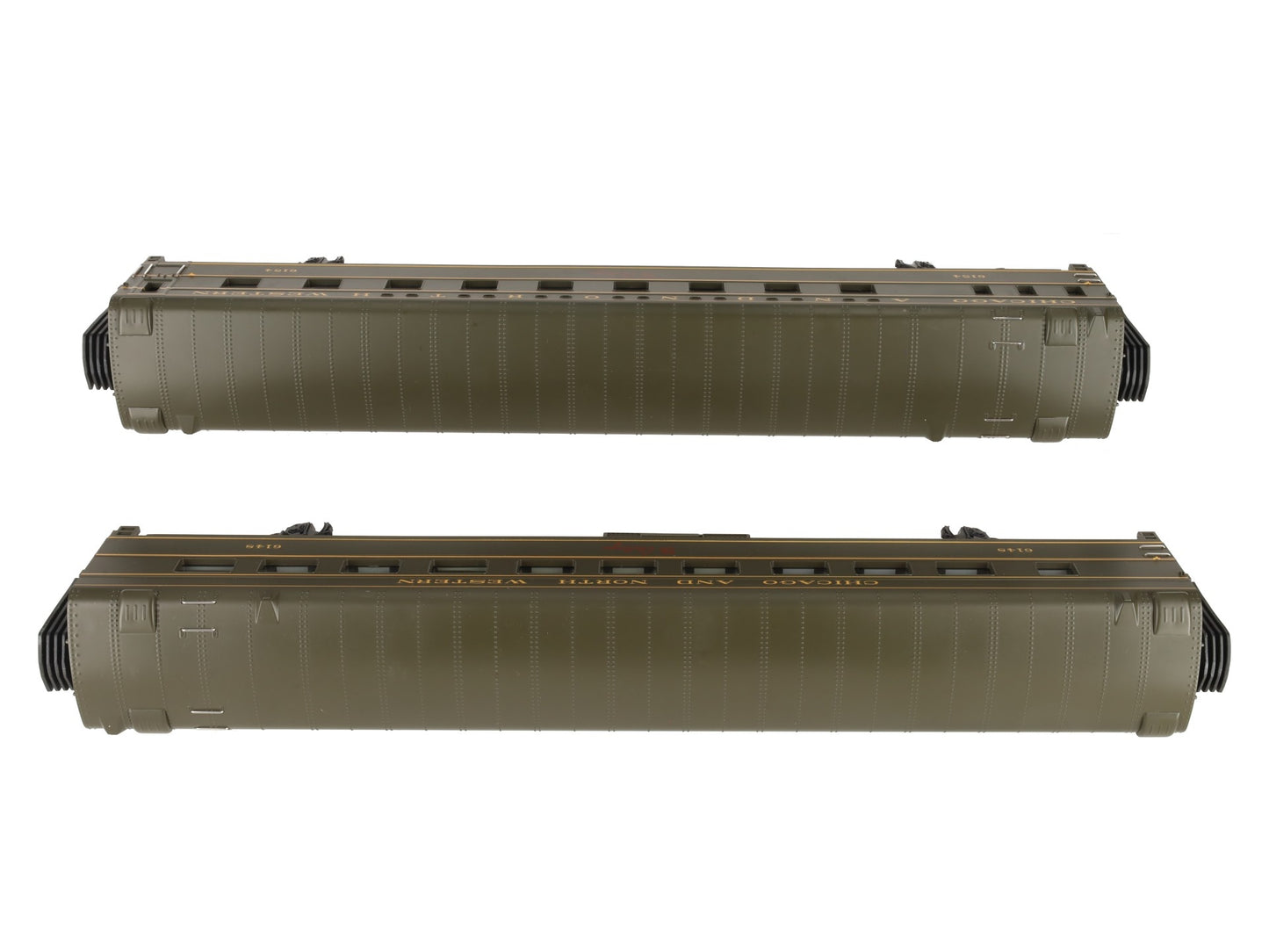 MTH 20-6636 O Gauge C&NW 70' Streamlined Sleeper/Diner Passenger Car Set EX/Box