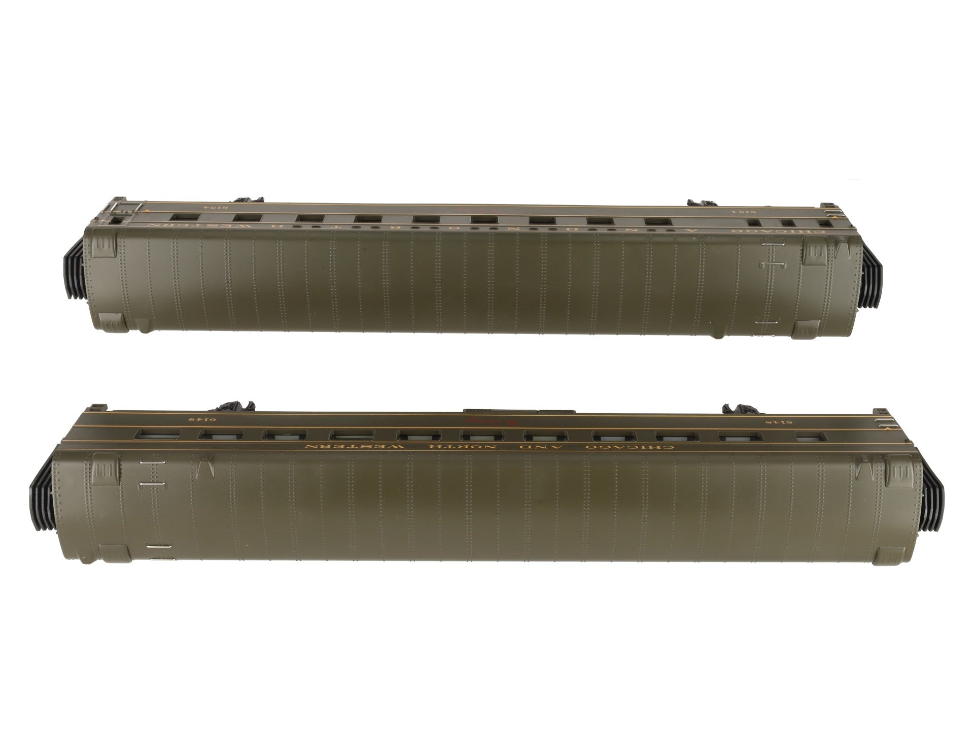 MTH 20-6636 O Gauge C&NW 70' Streamlined Sleeper/Diner Passenger Car Set EX/Box