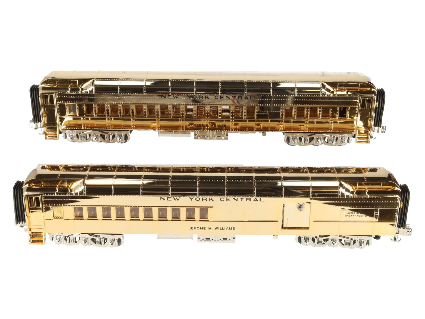 MTH 20-4129 NYC Gold Plated 70' Madison Combine/Diner Passenger Cars (Set of 2) EX/Box