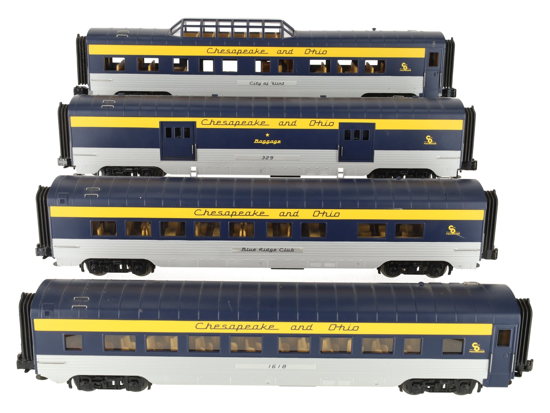 MTH 30-67005 O C&O RailKing 60' Streamlined ABS Passenger Set (Set of 4) EX/Box