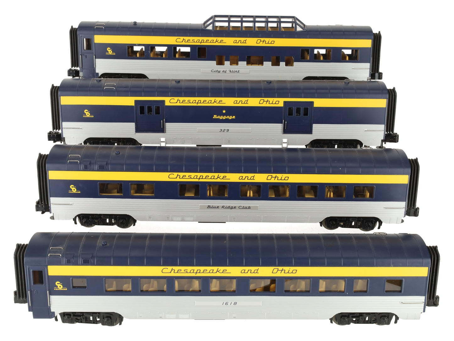 MTH 30-67005 O C&O RailKing 60' Streamlined ABS Passenger Set (Set of 4) EX/Box