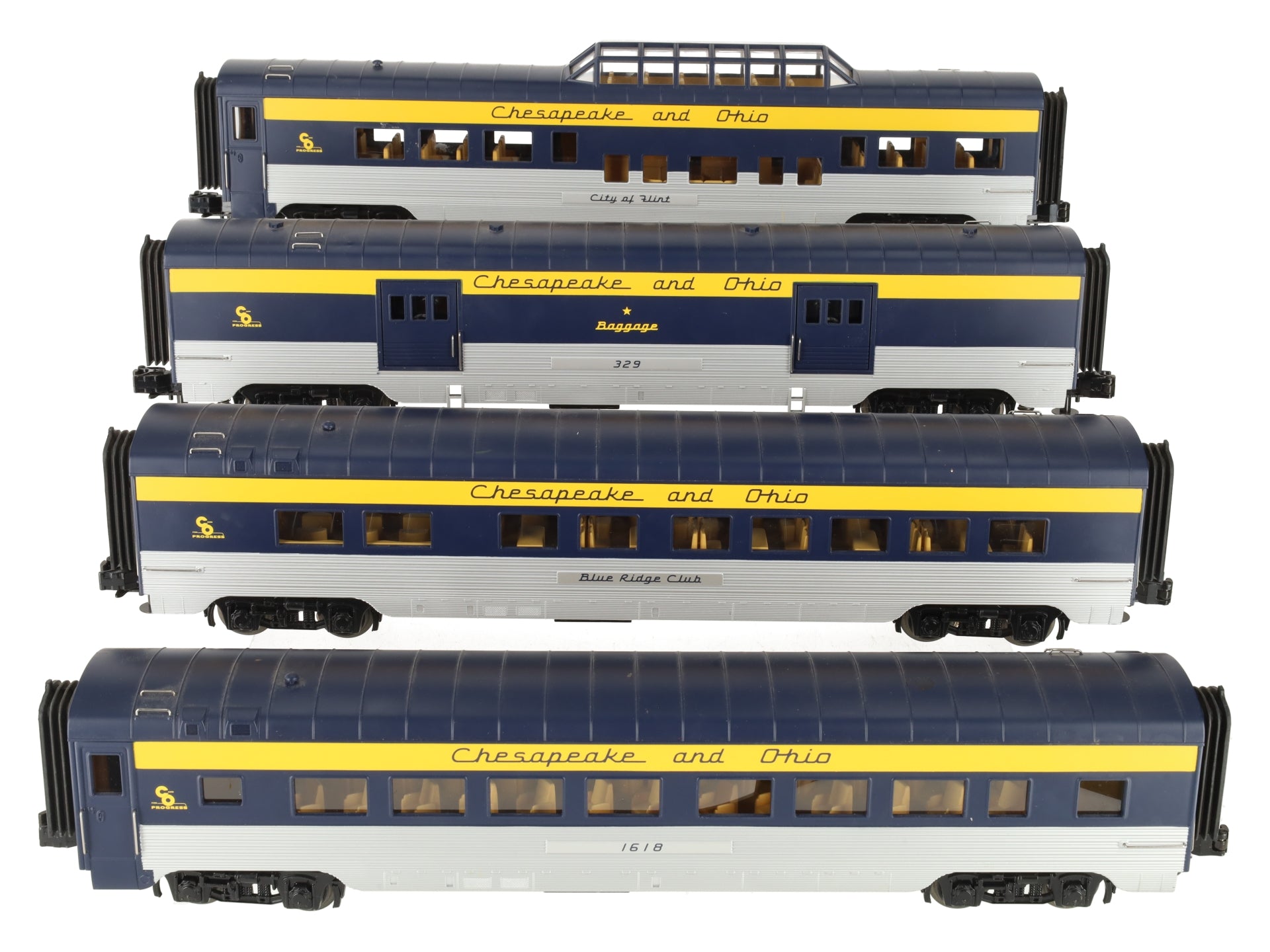 MTH 30-67005 O C&O RailKing 60' Streamlined ABS Passenger Set (Set of 4) EX/Box