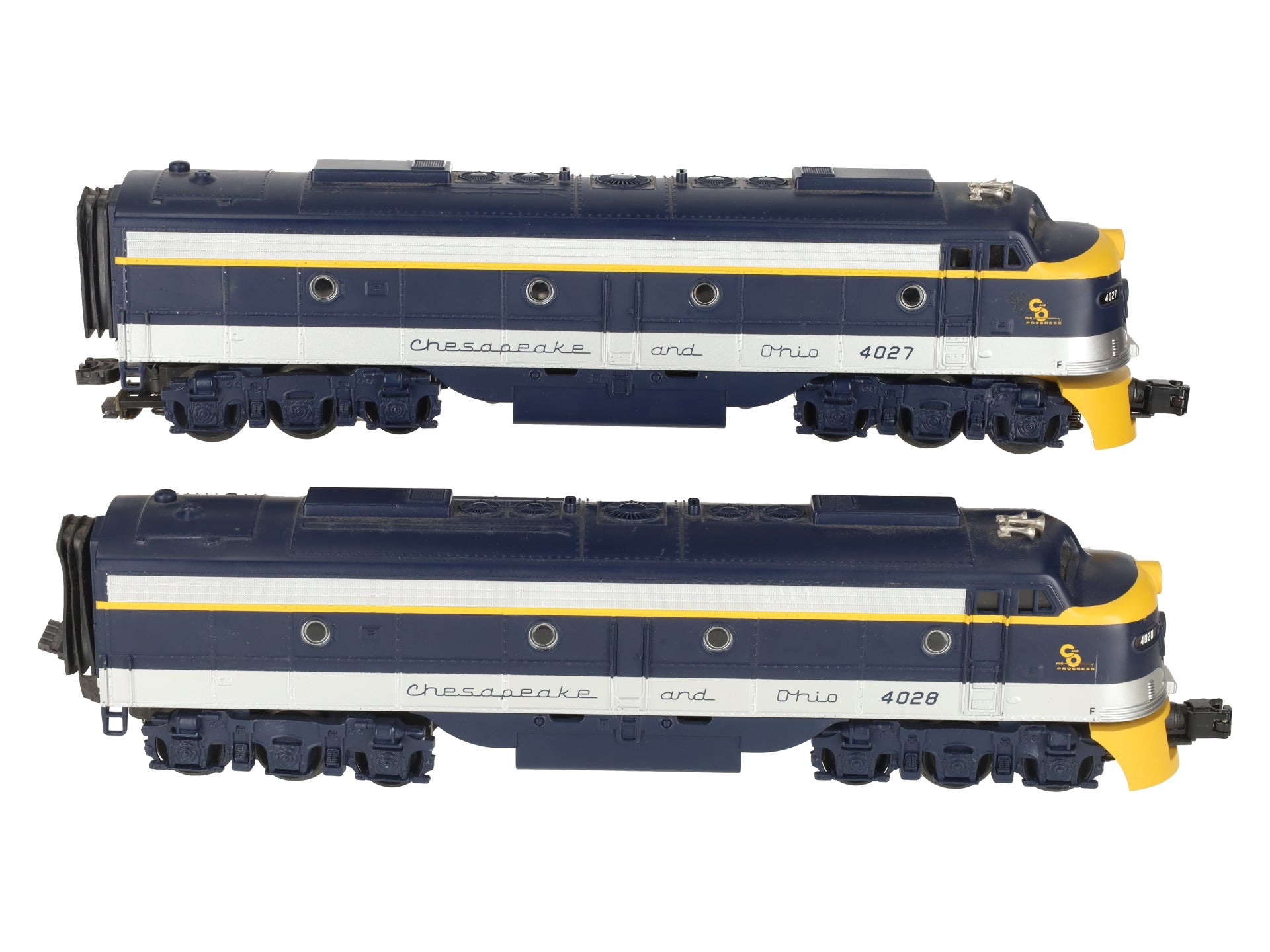 MTH 30-2272-1 C&O E-8 AA Diesel Engine Set w/Proto-Sound 2.0 #4027/4028 EX/Box
