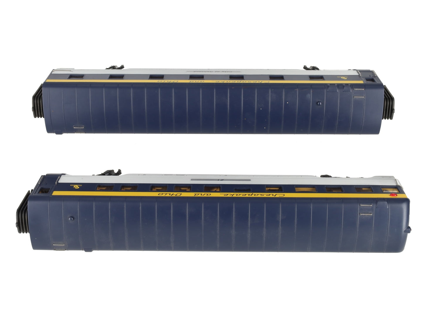 MTH 30-67006 O C&O 60' Streamlined ABS Sleeper/Diner Passenger Set (Set of 2) EX/Box