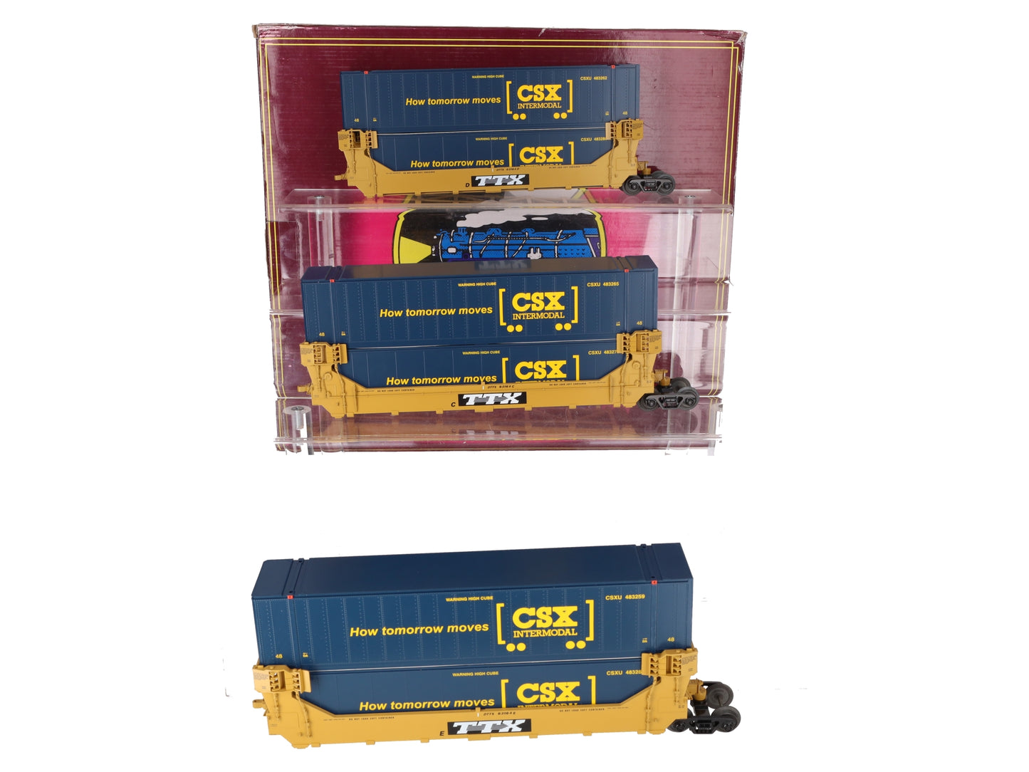MTH 20-20395A O CSX Twin Stack Container Set (Set of 3) EX/Box