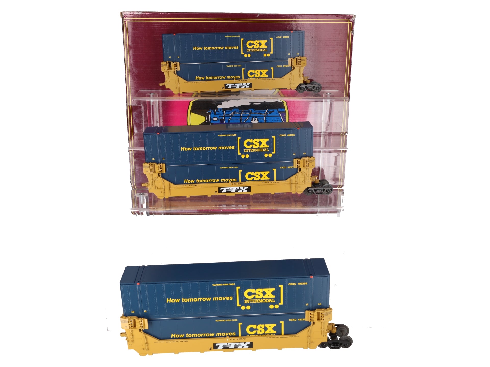 MTH 20-20395A O CSX Twin Stack Container Set (Set of 3) EX/Box