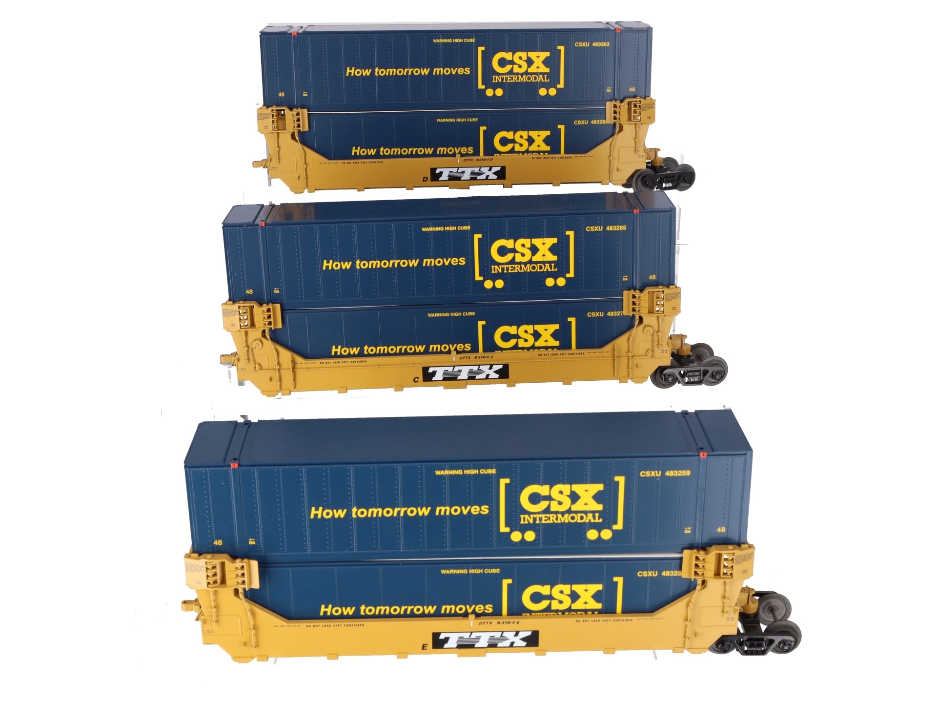 MTH 20-20395A O CSX Twin Stack Container Set (Set of 3) EX/Box