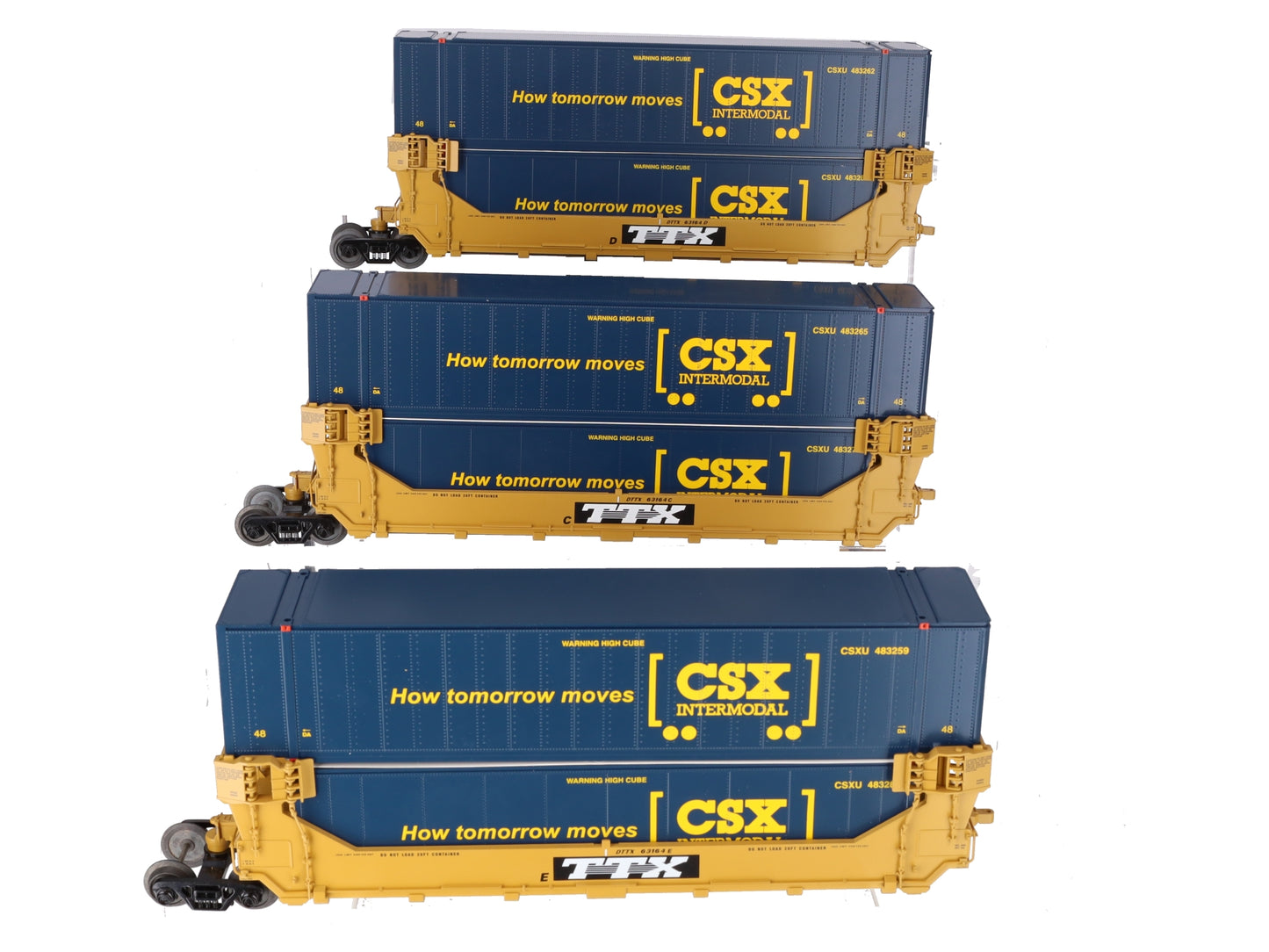 MTH 20-20395A O CSX Twin Stack Container Set (Set of 3) EX/Box