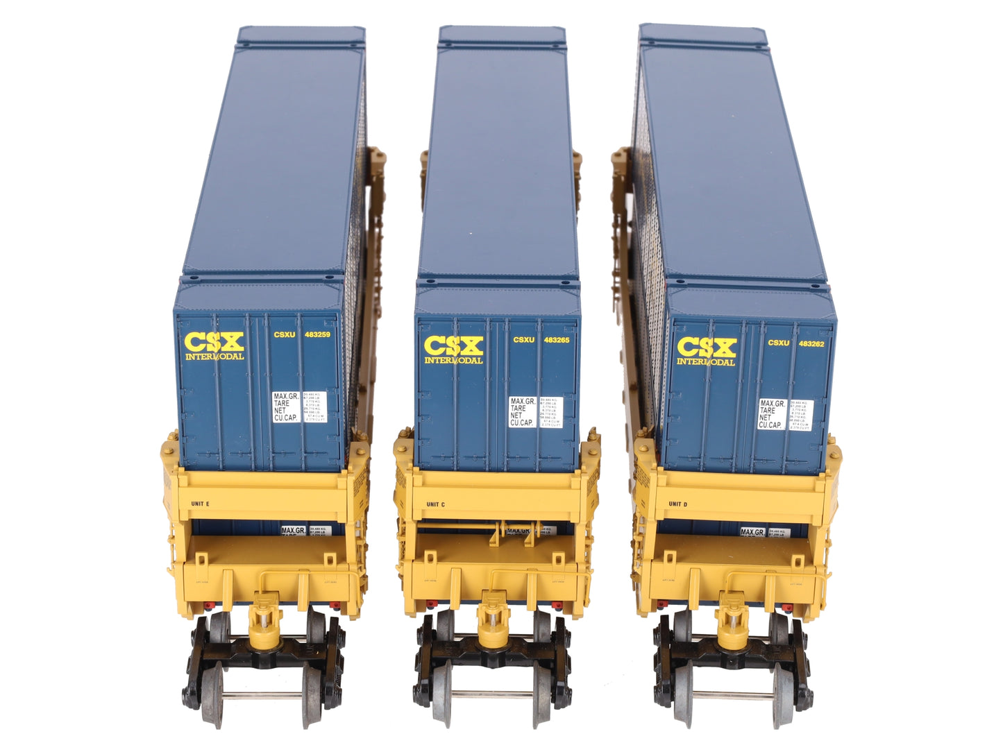 MTH 20-20395A O CSX Twin Stack Container Set (Set of 3) EX/Box