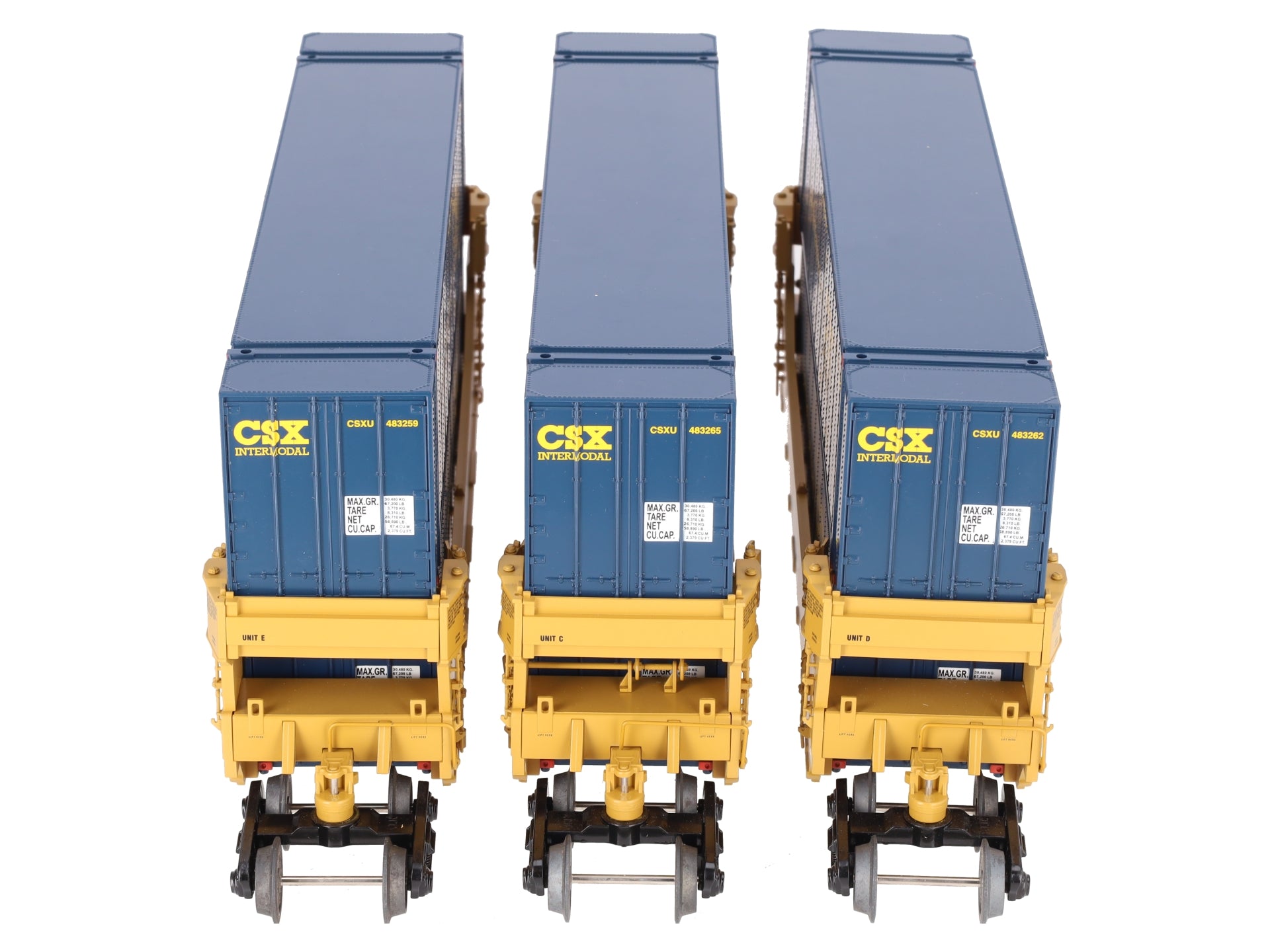 MTH 20-20395A O CSX Twin Stack Container Set (Set of 3) EX/Box