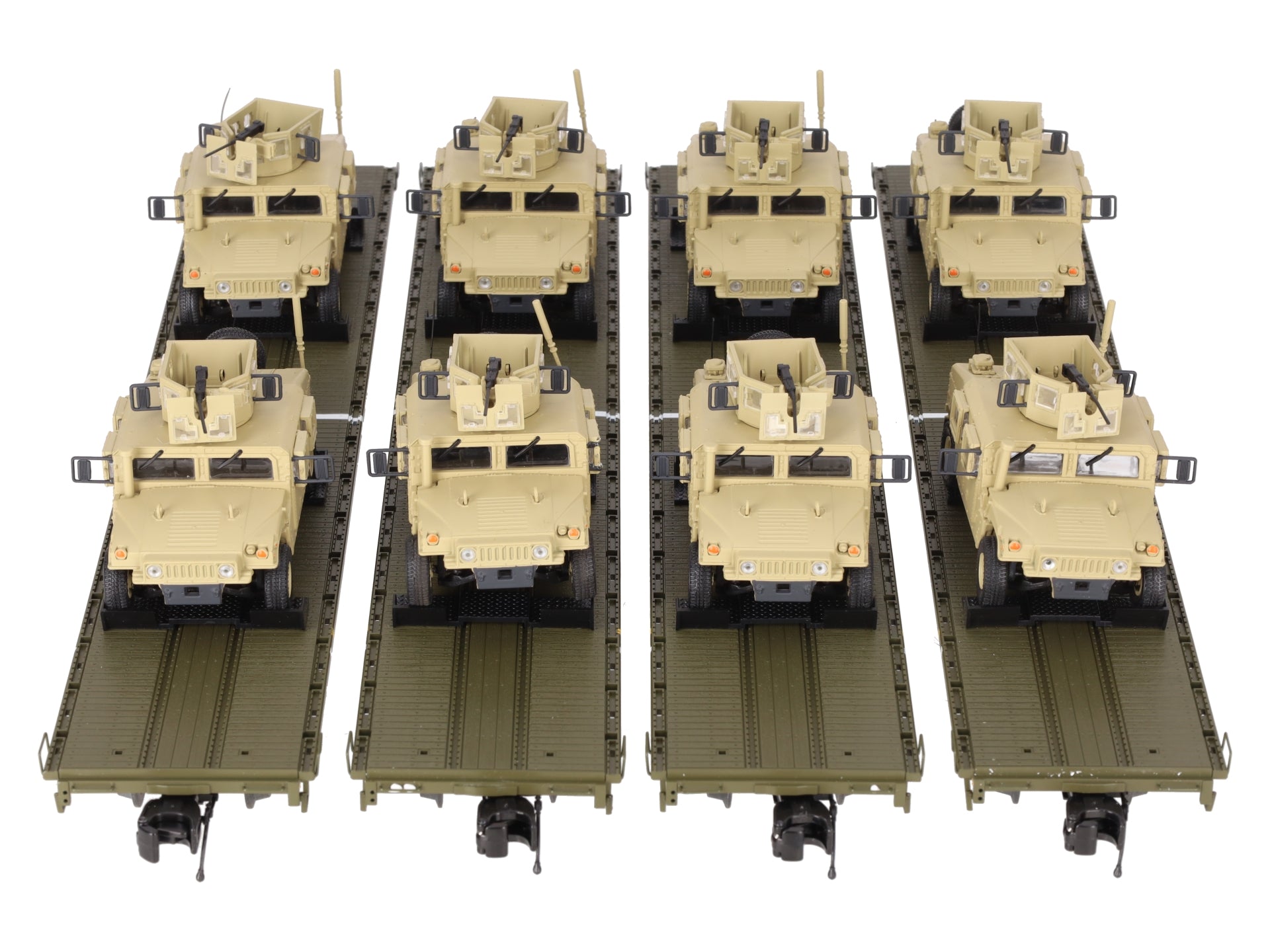 MTH 20-92274 O U.S. Army 4-Car 60' Flat Car Set w/(2) Humvee Vehicles EX/Box
