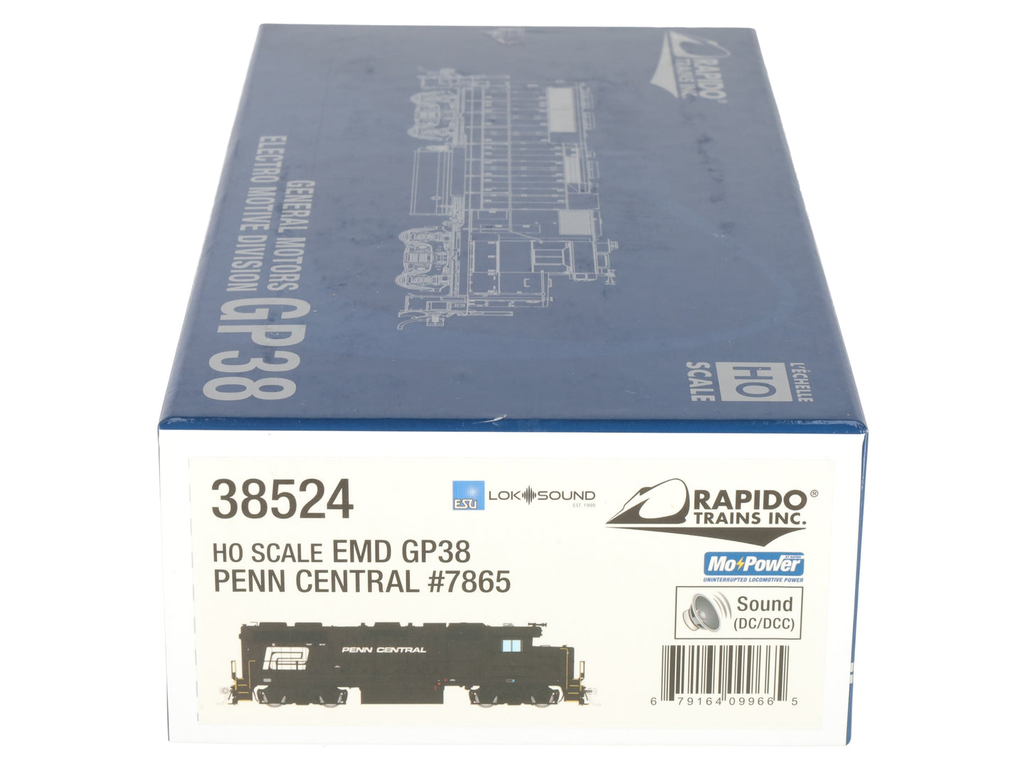 Rapido Trains 038524 HO Penn Central GP38 Diesel Locomotive #7865 w/DCC & Sound EX/Box
