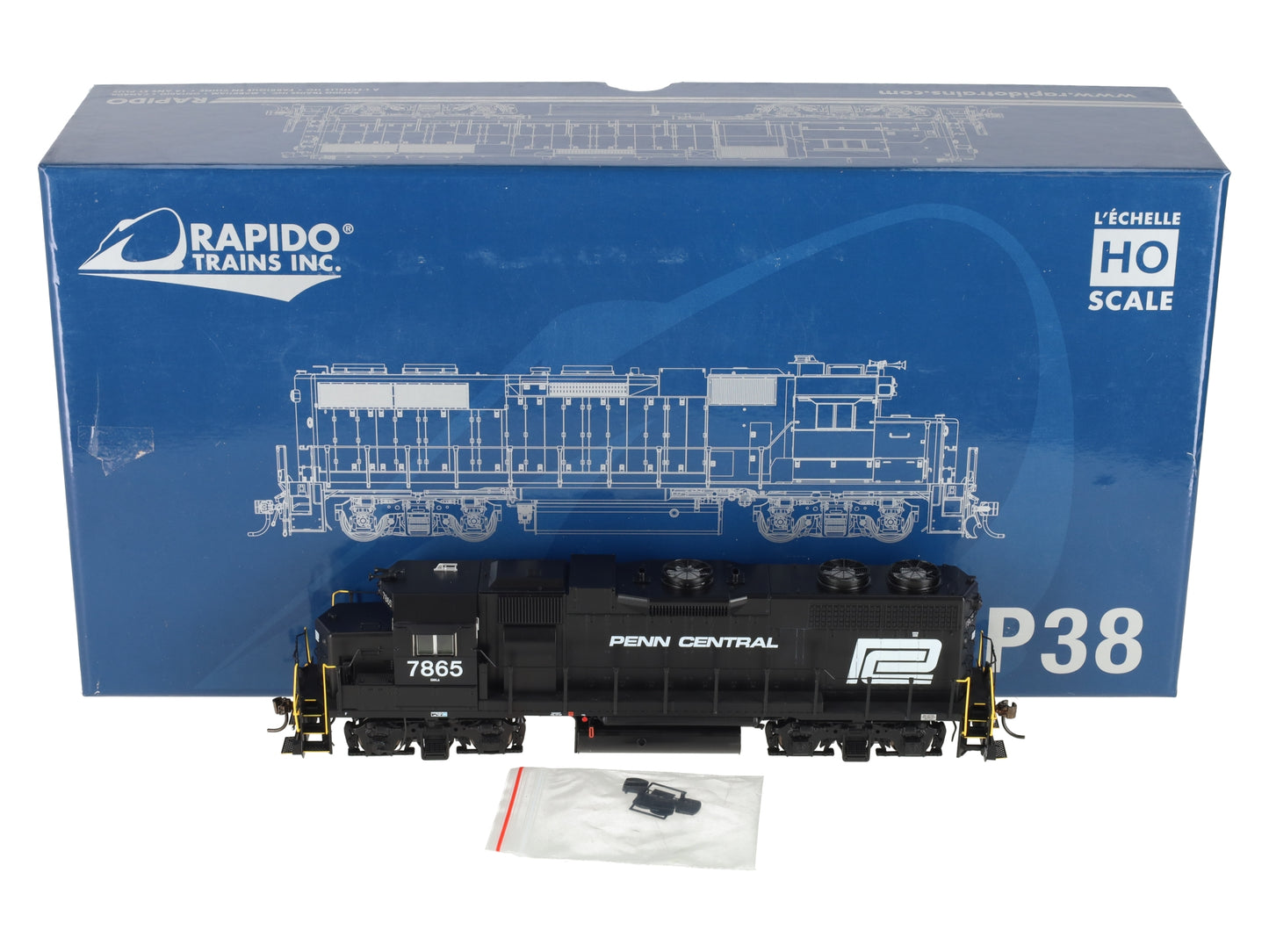 Rapido Trains 038524 HO Penn Central GP38 Diesel Locomotive #7865 w/DCC & Sound EX/Box