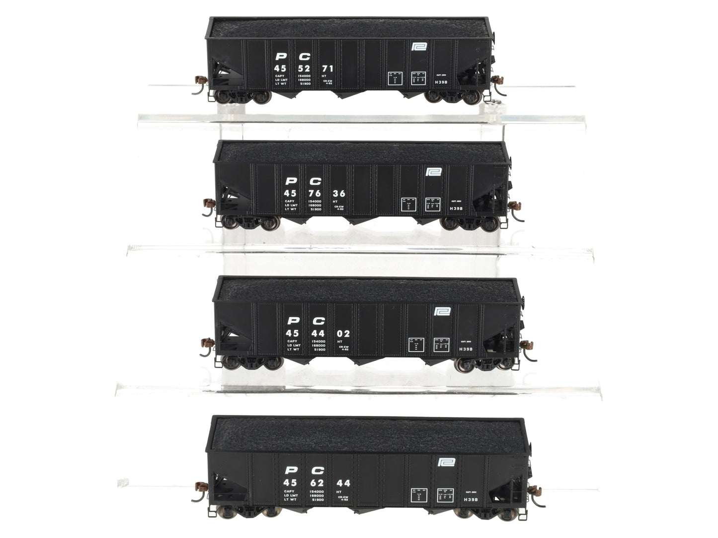 Athearn 70272 HO Penn Central 40' 3-Bay Ribbed Hopper with Load #2 (Pack of 4)