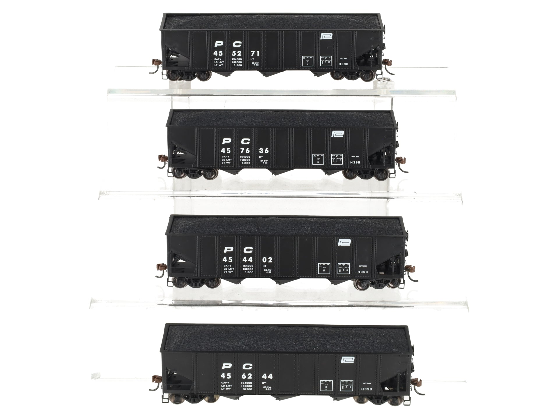 Athearn 70272 HO Penn Central 40' 3-Bay Ribbed Hopper with Load #2 (Pack of 4)