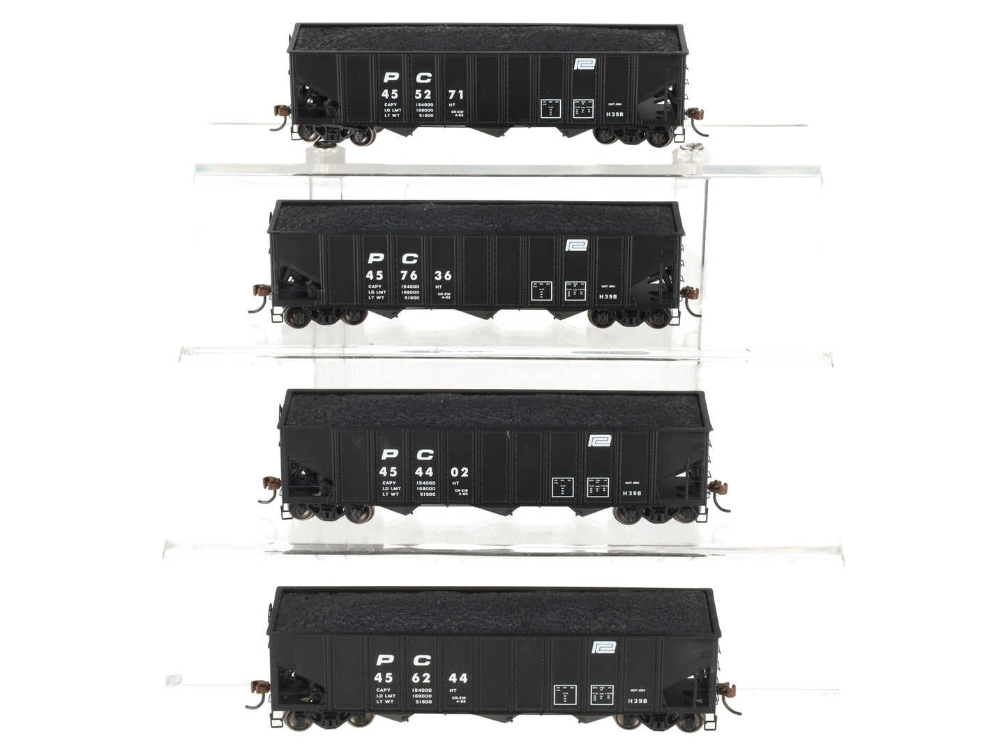 Athearn 70272 HO Penn Central 40' 3-Bay Ribbed Hopper with Load #2 (Pack of 4)