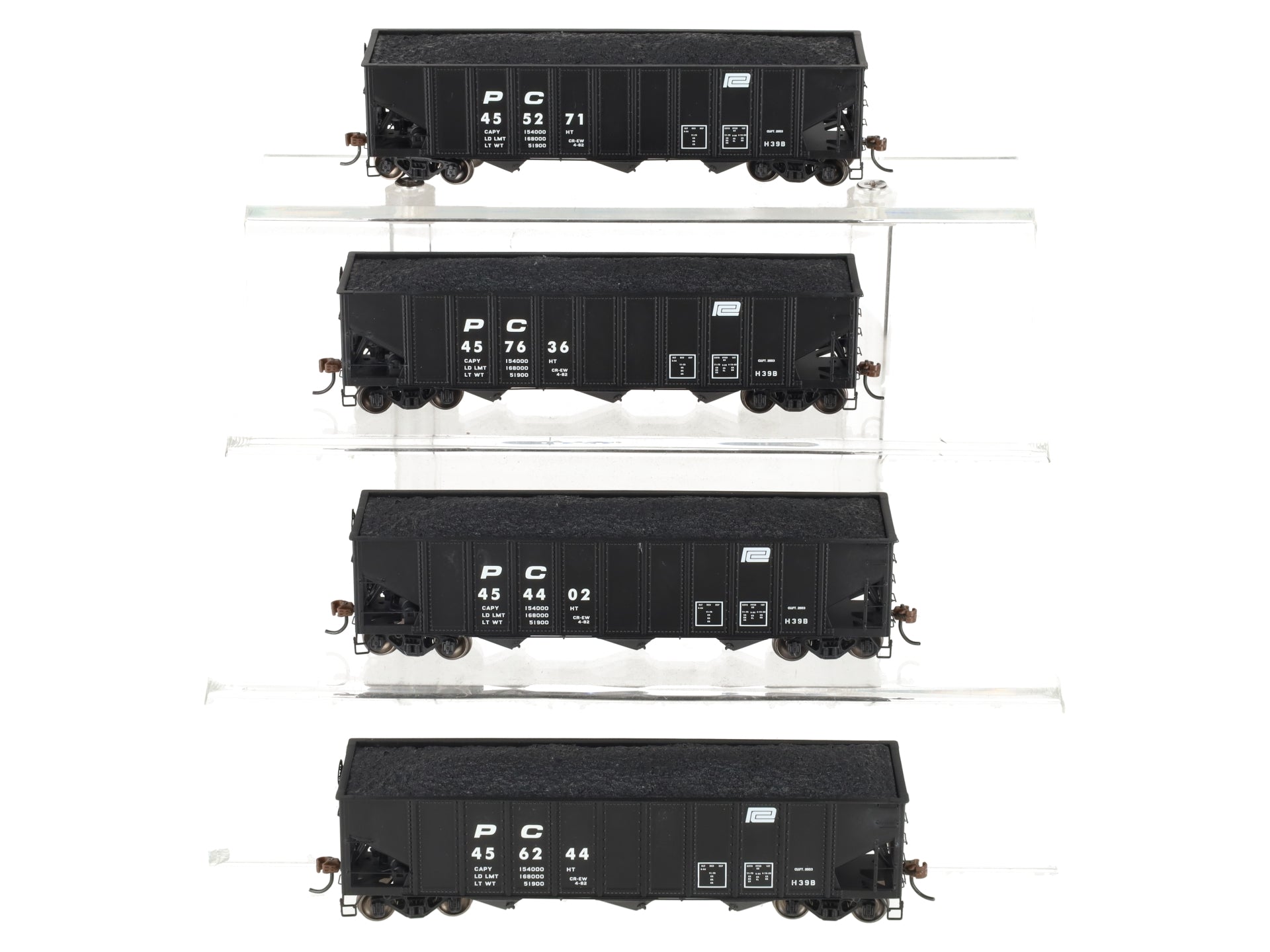 Athearn 70272 HO Penn Central 40' 3-Bay Ribbed Hopper with Load #2 (Pack of 4)