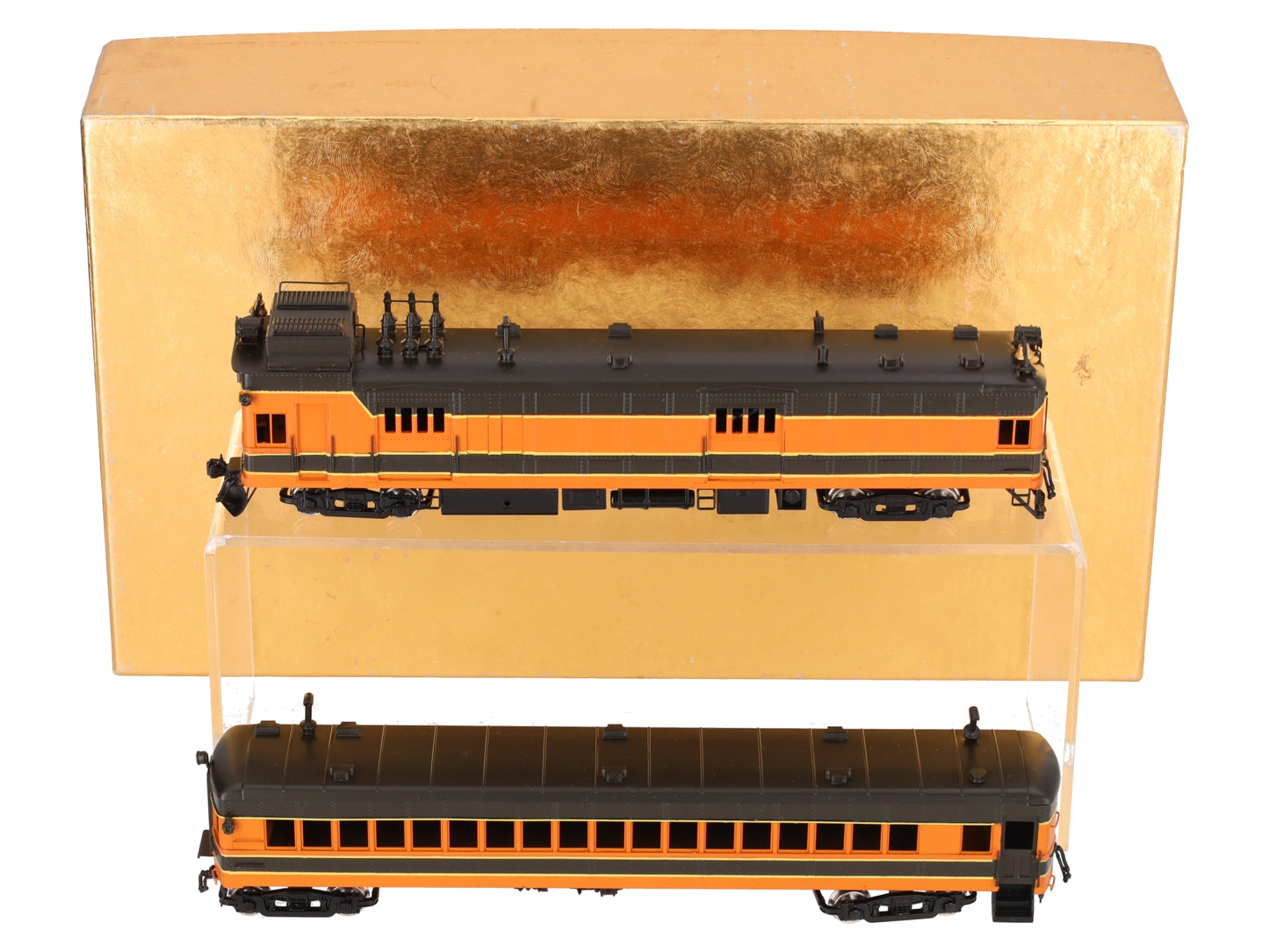 Oriental Limited HO BRASS Gas Electric #2302 & Coach Trailer #600 - Painted EX/Box
