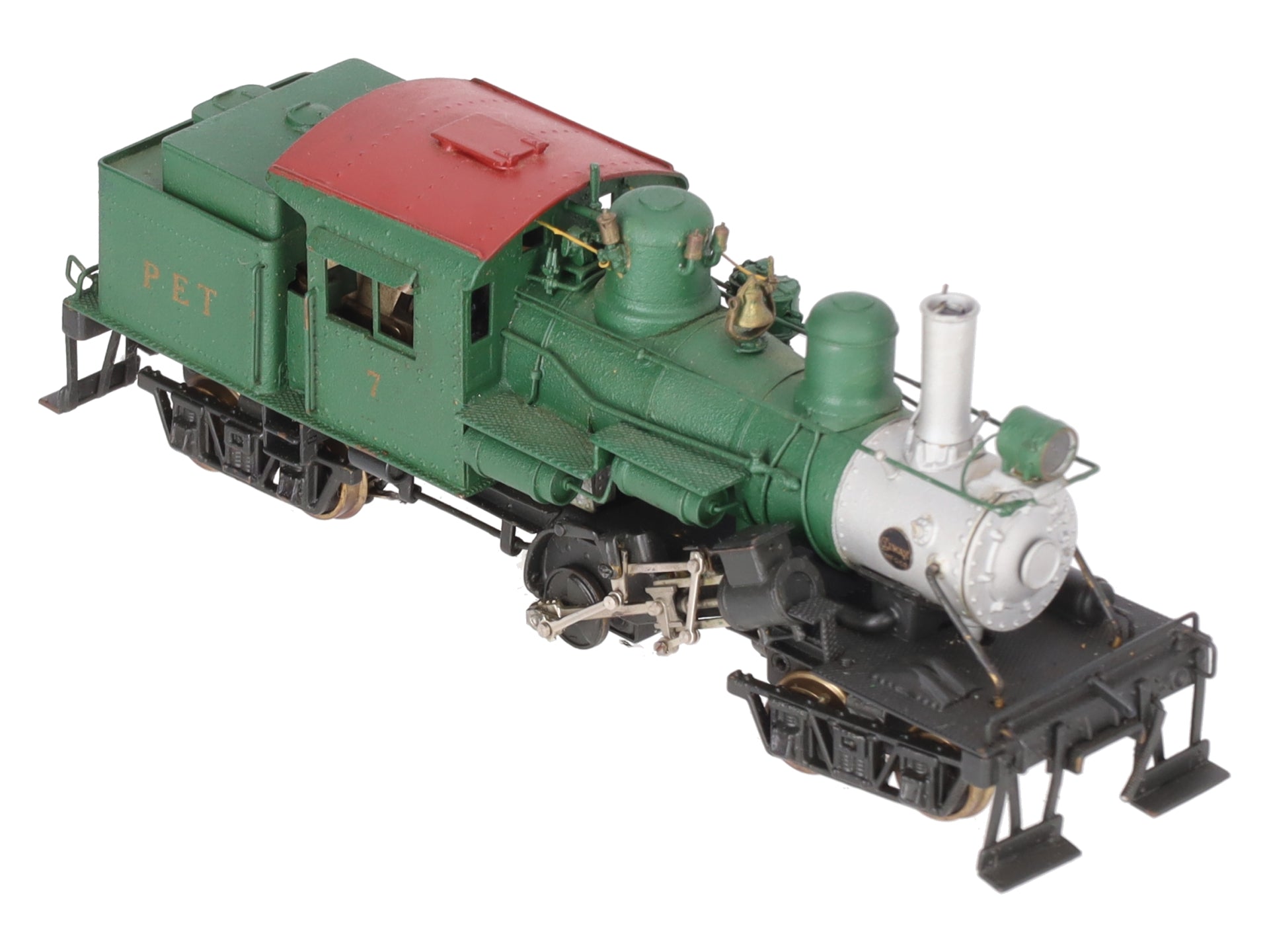 United Models PFM BRASS HO PET Green Climax Class C Logging Steam Locomotive #7 EX/Box