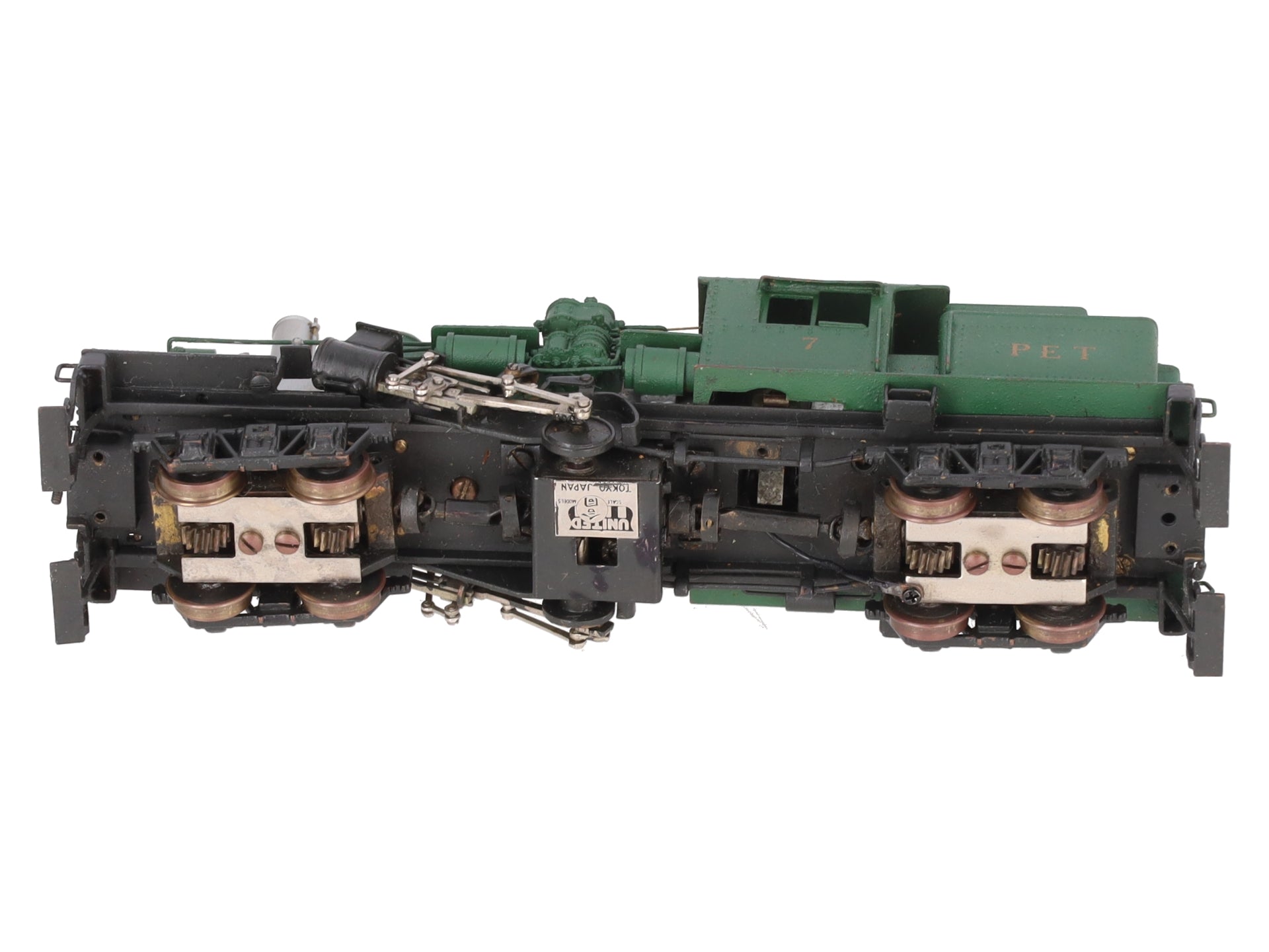 United Models PFM BRASS HO PET Green Climax Class C Logging Steam Locomotive #7 EX/Box