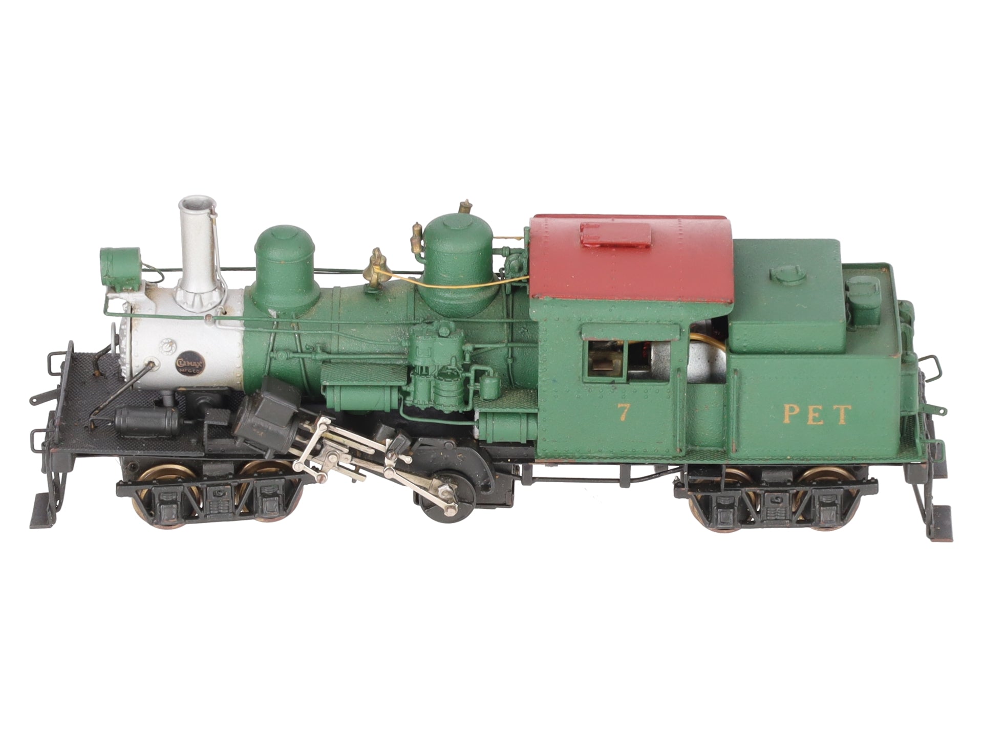 United Models PFM BRASS HO PET Green Climax Class C Logging Steam Locomotive #7 EX/Box