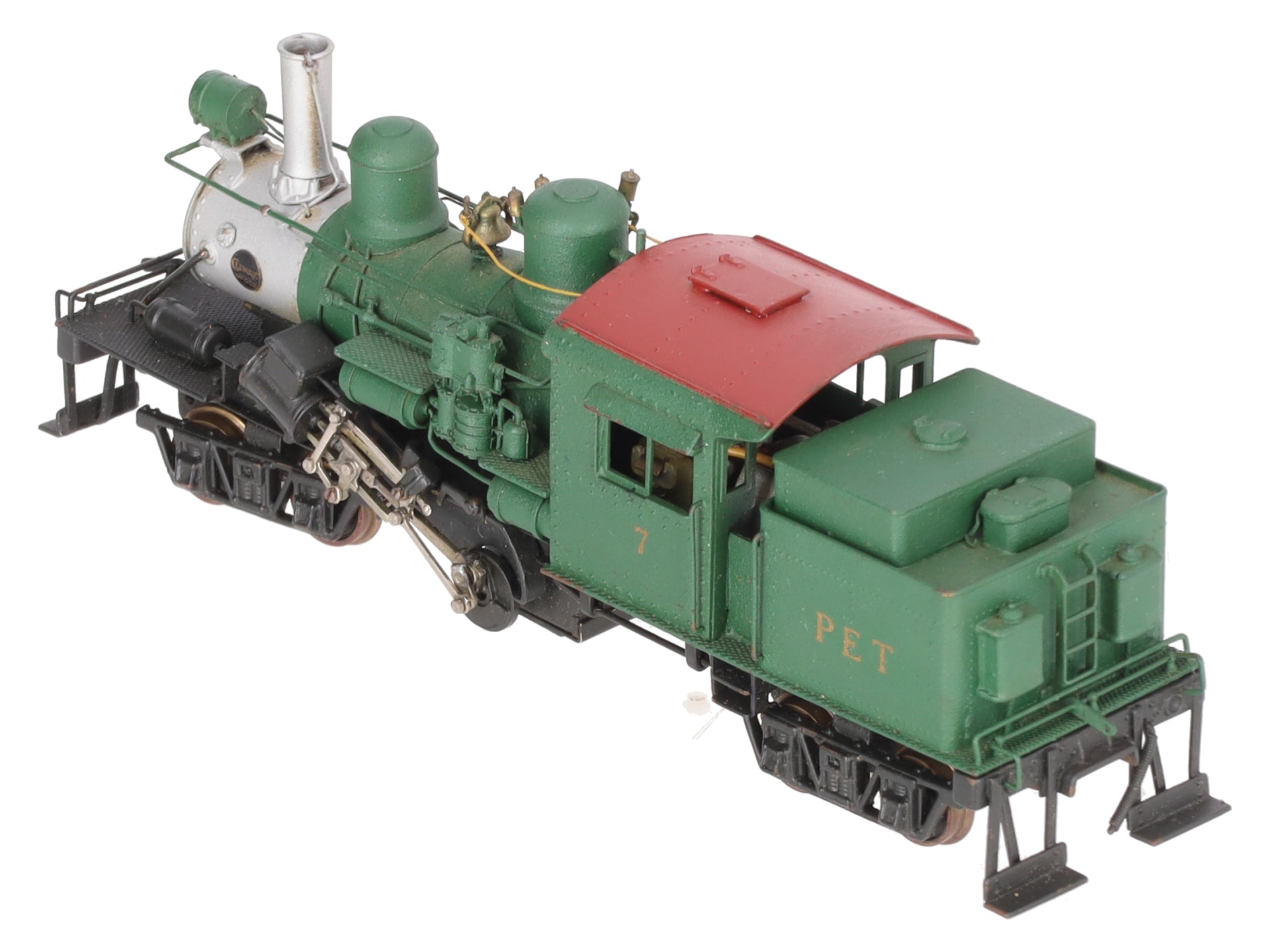 United Models PFM BRASS HO PET Green Climax Class C Logging Steam Locomotive #7 EX/Box