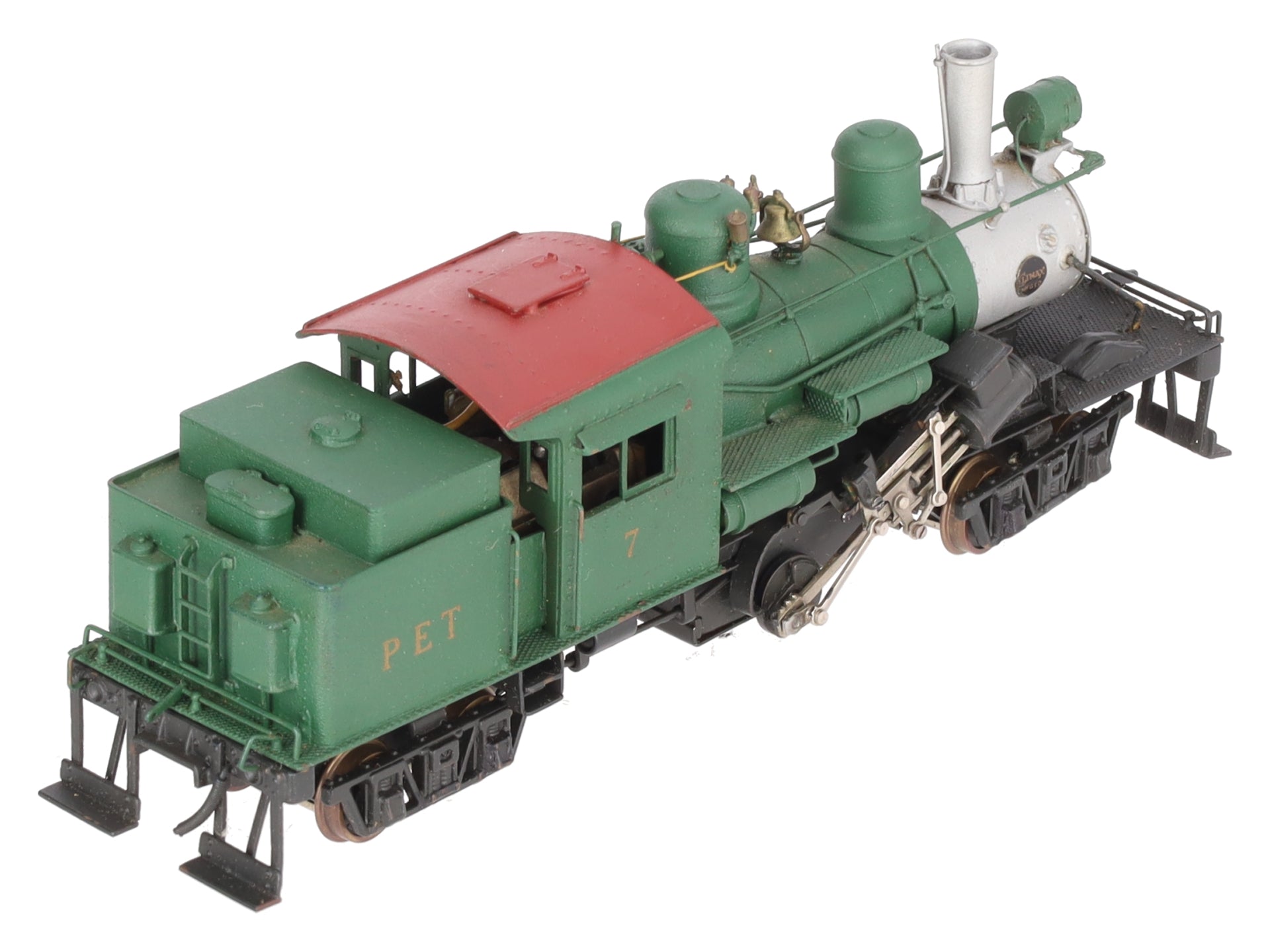 United Models PFM BRASS HO PET Green Climax Class C Logging Steam Locomotive #7 EX/Box