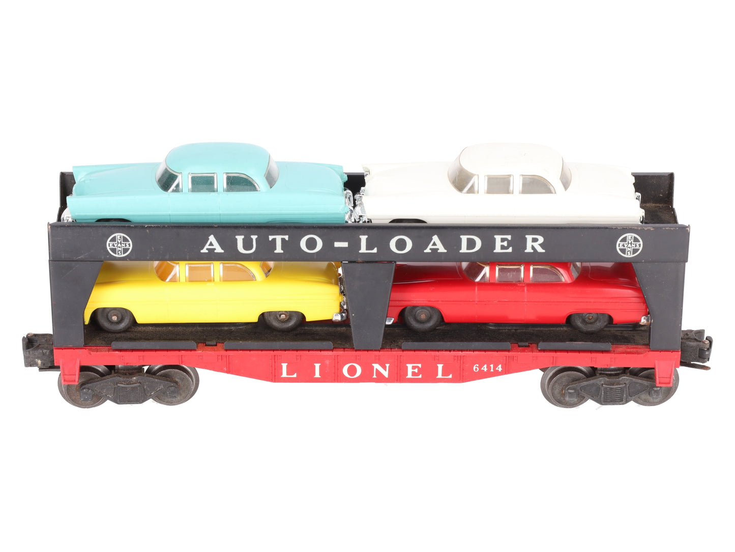 Lionel 6414 Vintage O Gauge Postwar Evans Autoloader with 4 Automobiles VG/Box
