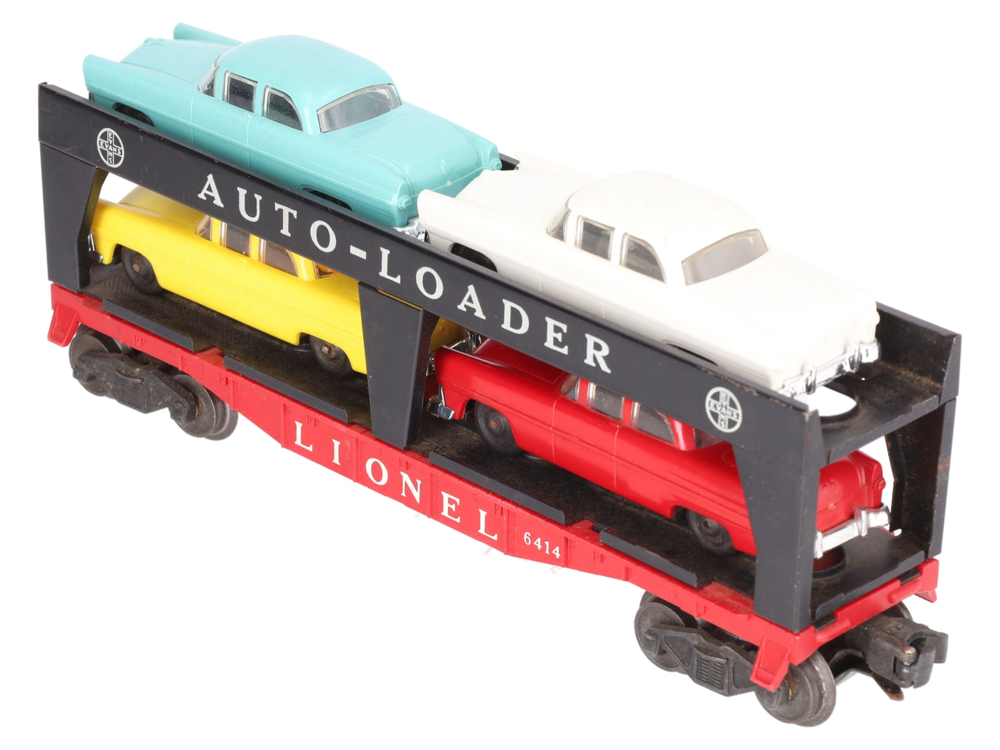 Lionel 6414 Vintage O Gauge Postwar Evans Autoloader with 4 Automobiles VG/Box