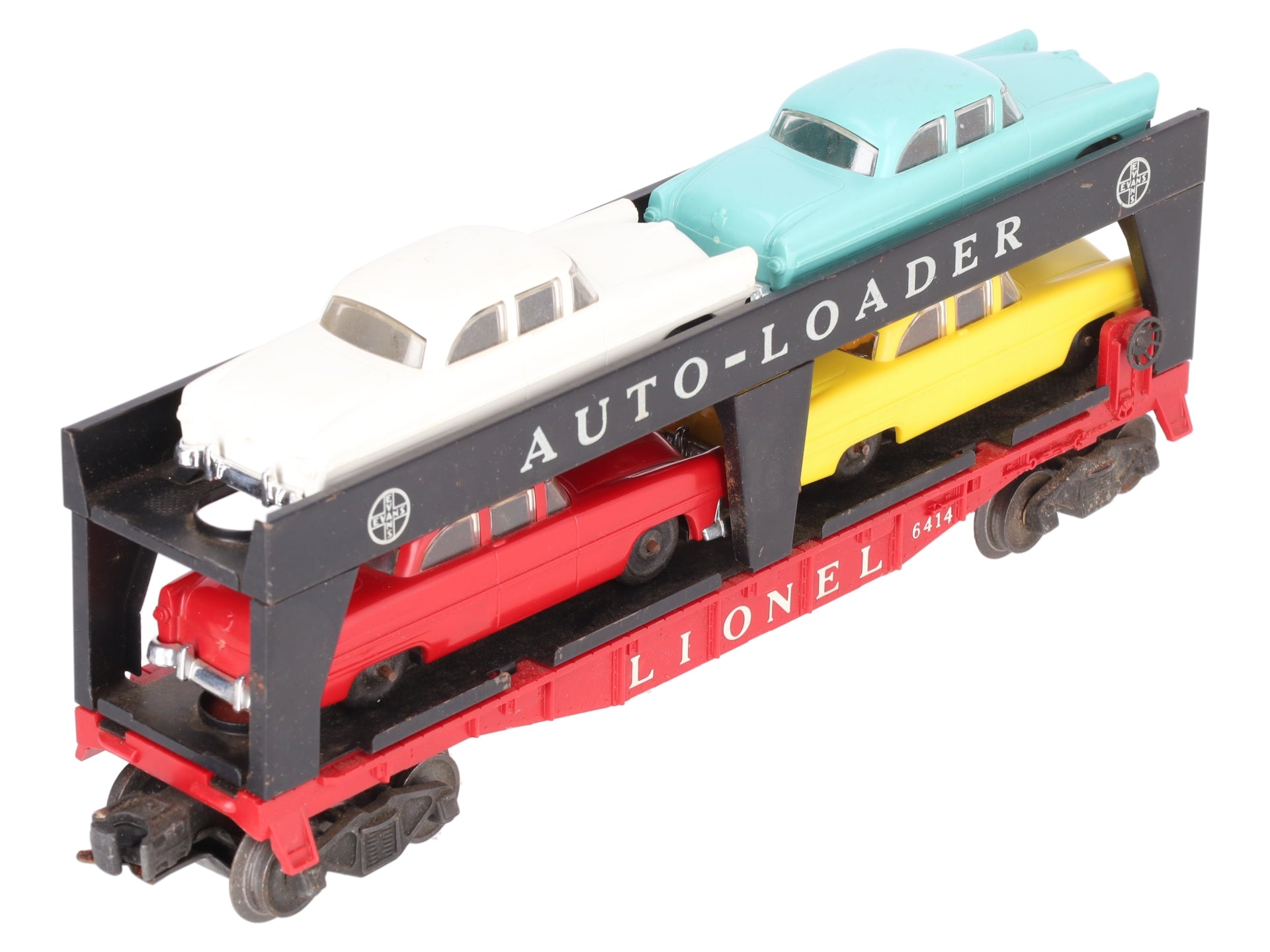 Lionel 6414 Vintage O Gauge Postwar Evans Autoloader with 4 Automobiles VG/Box